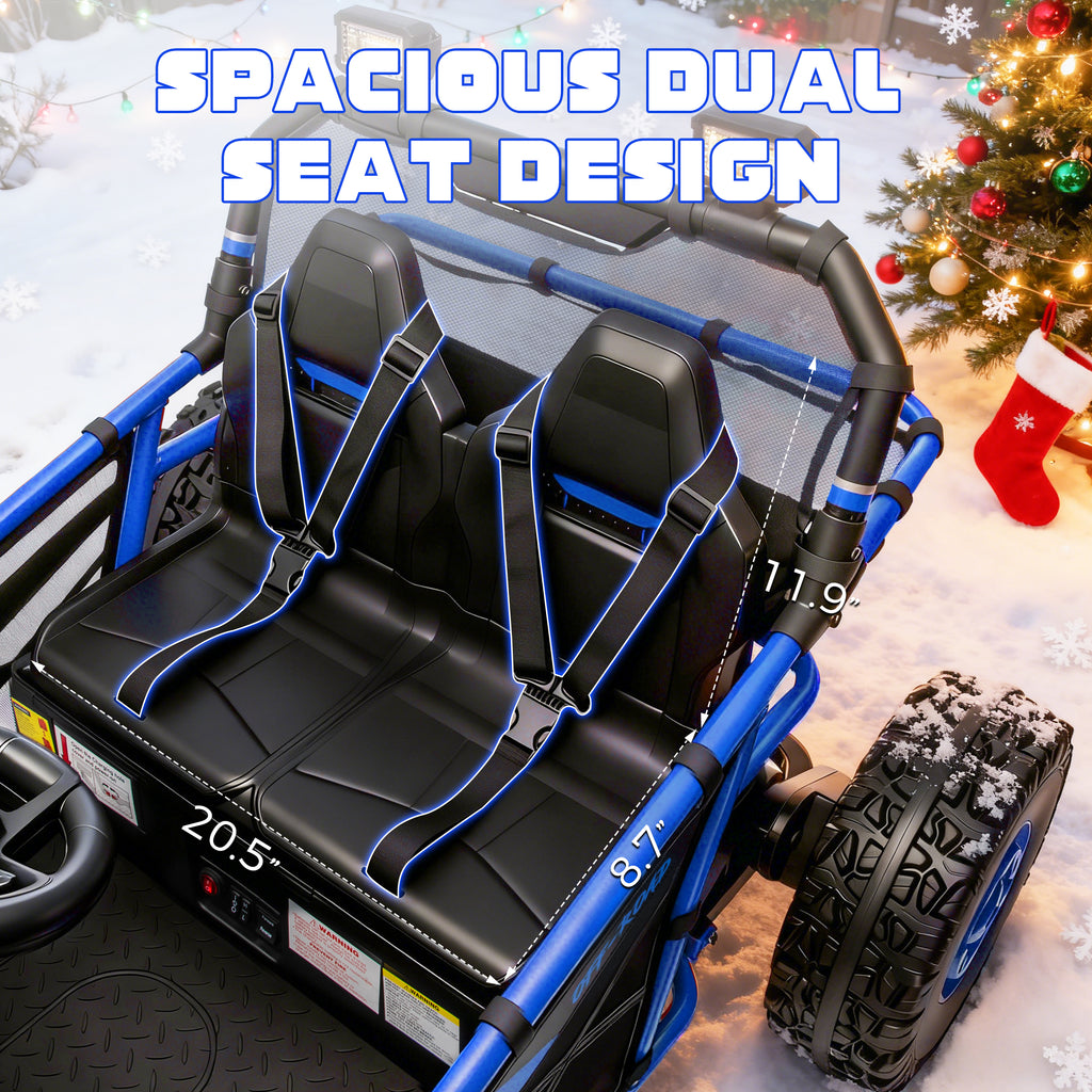 COCLUB 36V Electric Ride on Car Toy for Big Kids, 2 Seater Powered Electric  UTV Toys for Boys Girls 6-13, Kids Ride on Toy with Bluetooth, Music, 4 Wheels Spring Suspension, 3 Point Seatbelts, Blue