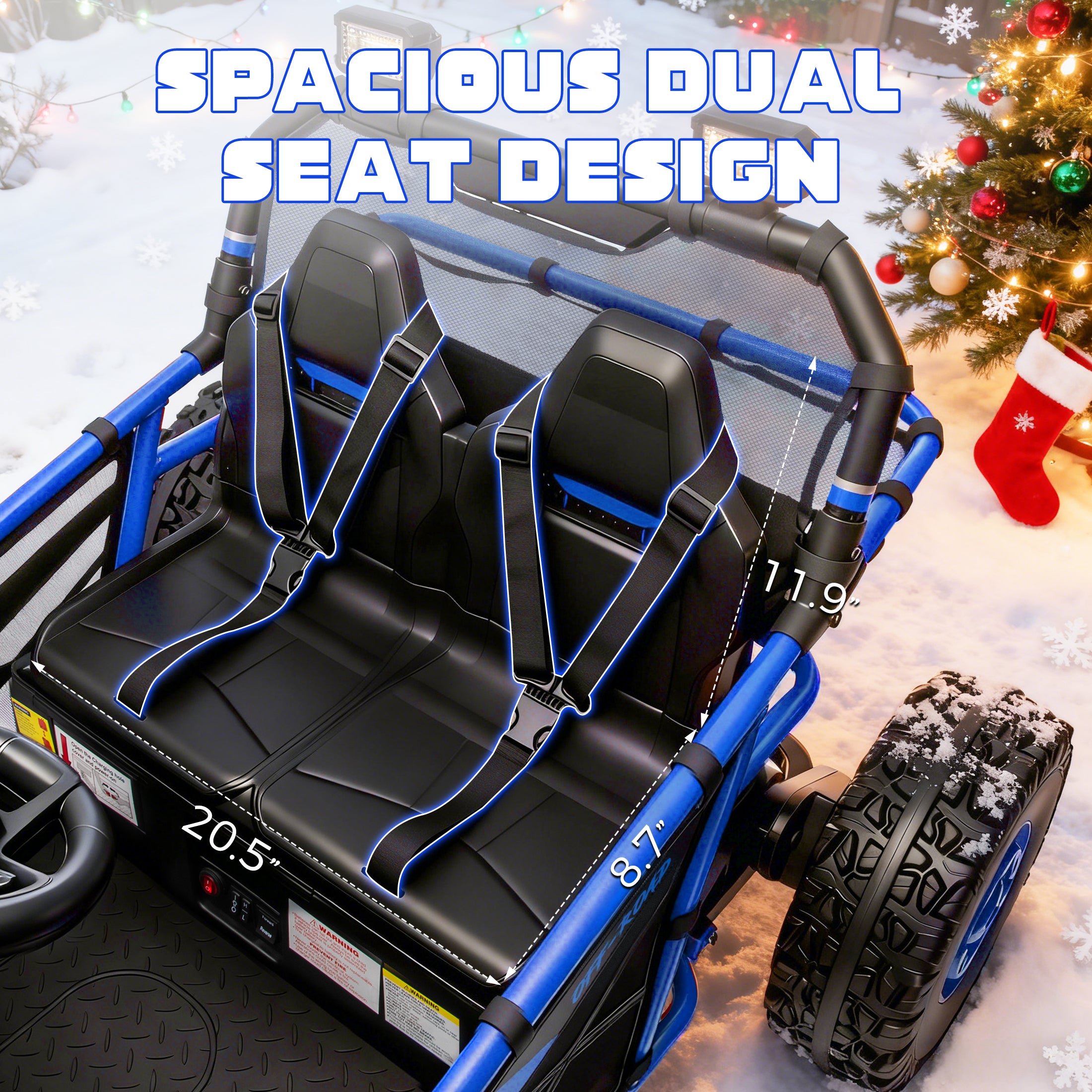 COCLUB 36V Electric Ride on Car Toy for Big Kids, 2 Seater Powered Electric  UTV Toys for Boys Girls 6-13, Kids Ride on Toy with Bluetooth, Music, 4 Wheels Spring Suspension, 3 Point Seatbelts, Blue