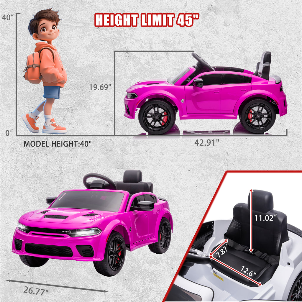 COCLUB 12V Dodge Licensed Toddler Electric Car for Kids, Ride-On Toys with Parent Remote Control, Bluetooth® & LED Dashboard – ASTM Certified for Boys & Girls Ages 3-4