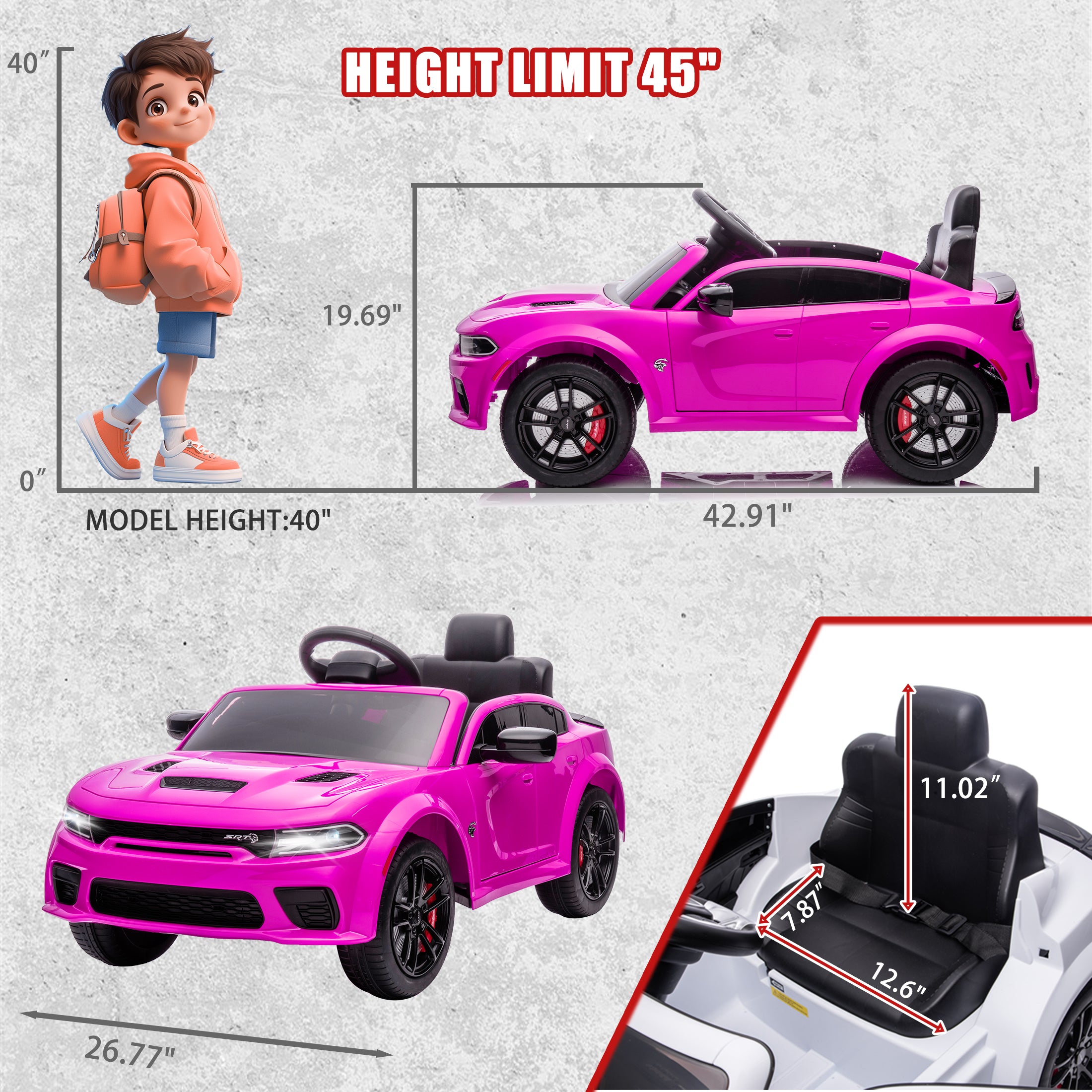COCLUB 12V Dodge Licensed Toddler Electric Car for Kids, Ride-On Toys with Parent Remote Control, Bluetooth® & LED Dashboard – ASTM Certified for Boys & Girls Ages 3-4