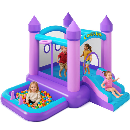 COCLUB Inflatable Bounce House for Kids Outdoor & Indoor, Toddler Bouncy Castle with Slide, Blower, Ball Pit - 6-in-1 Jumping Toy for Ages 2-5 (154x113x90”)