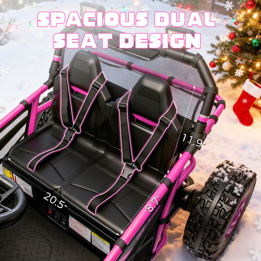 36V Electric Ride On Car for Big Kids, 2 Seater 36V Powered Electric Ride on Toy with Rear Wheel Spring Suspension, Bluetooth, Music, Max 8.7 MPH, Kids Electric Vehicle for Boys Girls Ages 6+, Pink