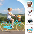 20 inch Kids Bike Ages 8-12 with Basket, Wheel Lights and Bell, Kids Bicycle for Girls Boys, Green