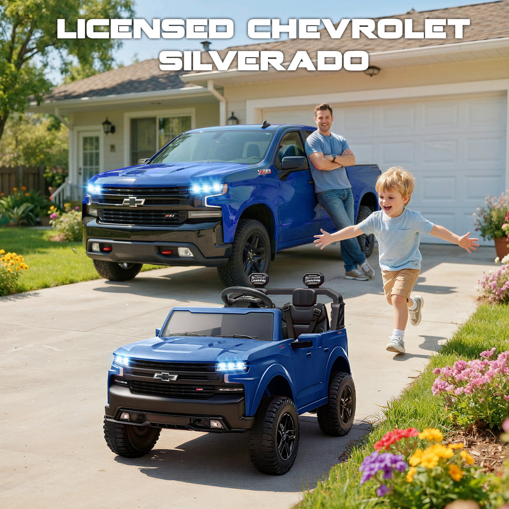 24V Ride On Car for Kids, Chevrolet Silverado 2 Seater Ride On Truck, Powered Electric Car with Remote Control, 90W Dual Motors, MP3 Bluetooth, LED, Ride On Toys for Boys Girls Ages 3–8 (Pink)