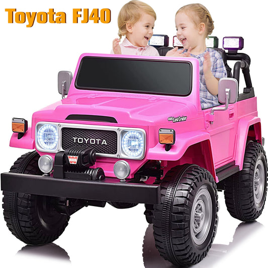 2 Seater 24V Ride on Car, Licensed Toyota Land Cruiser FJ40 Electric Truck with Remote Control, 4x80W Engine, Battery Powered Kid Car to Drive for Boy Girl