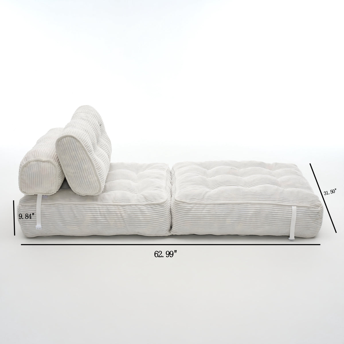 UHOMEPRO Convertible Sleeper Chair, Folding Sofa Bed with Headrest, Lumbar Pillow, High-Density Foam, Portable Floor Sofa for Living Room Bedroom, White