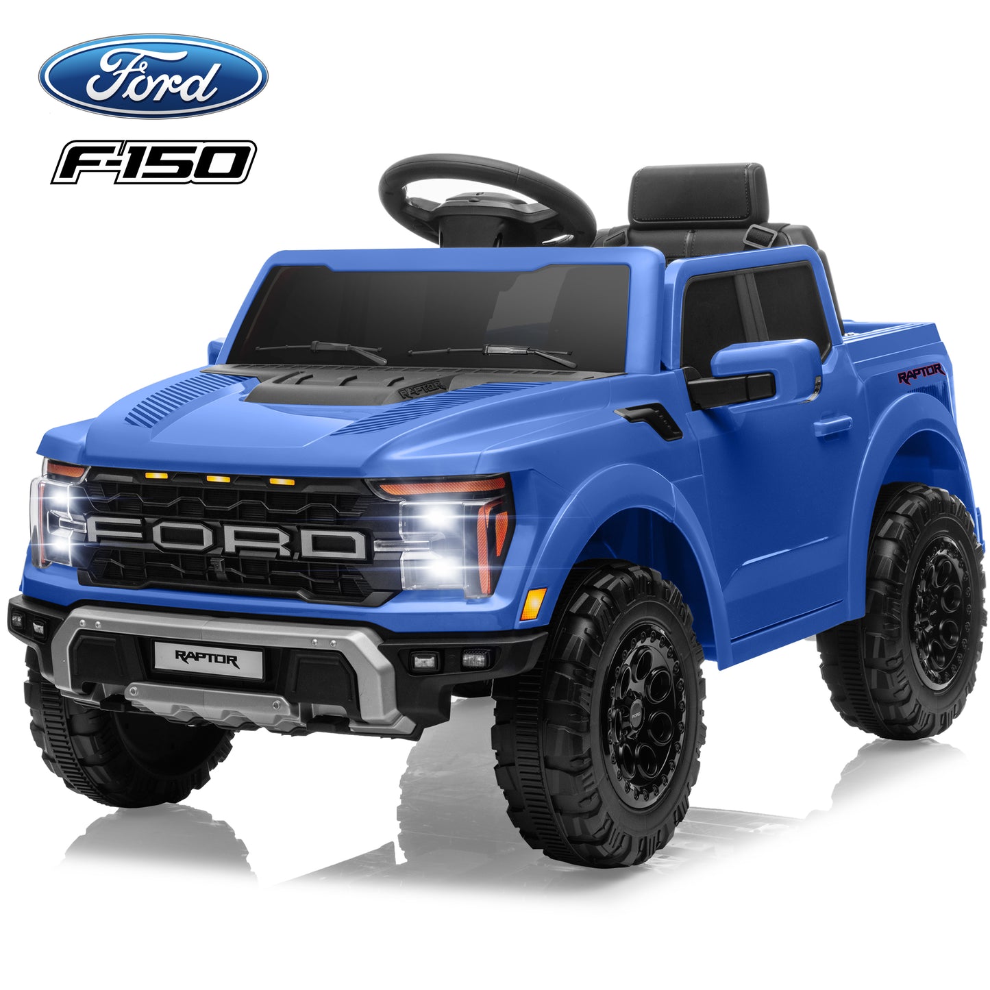 Licensed Ford Raptor F150 12V Kids Electric Car Ride On Toy, Battery Powered Ride on Truck with Remote Control, Lights, Music, 3 Speeds, 4 Wheel Suspension Ride on Car for 3-5 Year Boys Girls, Red