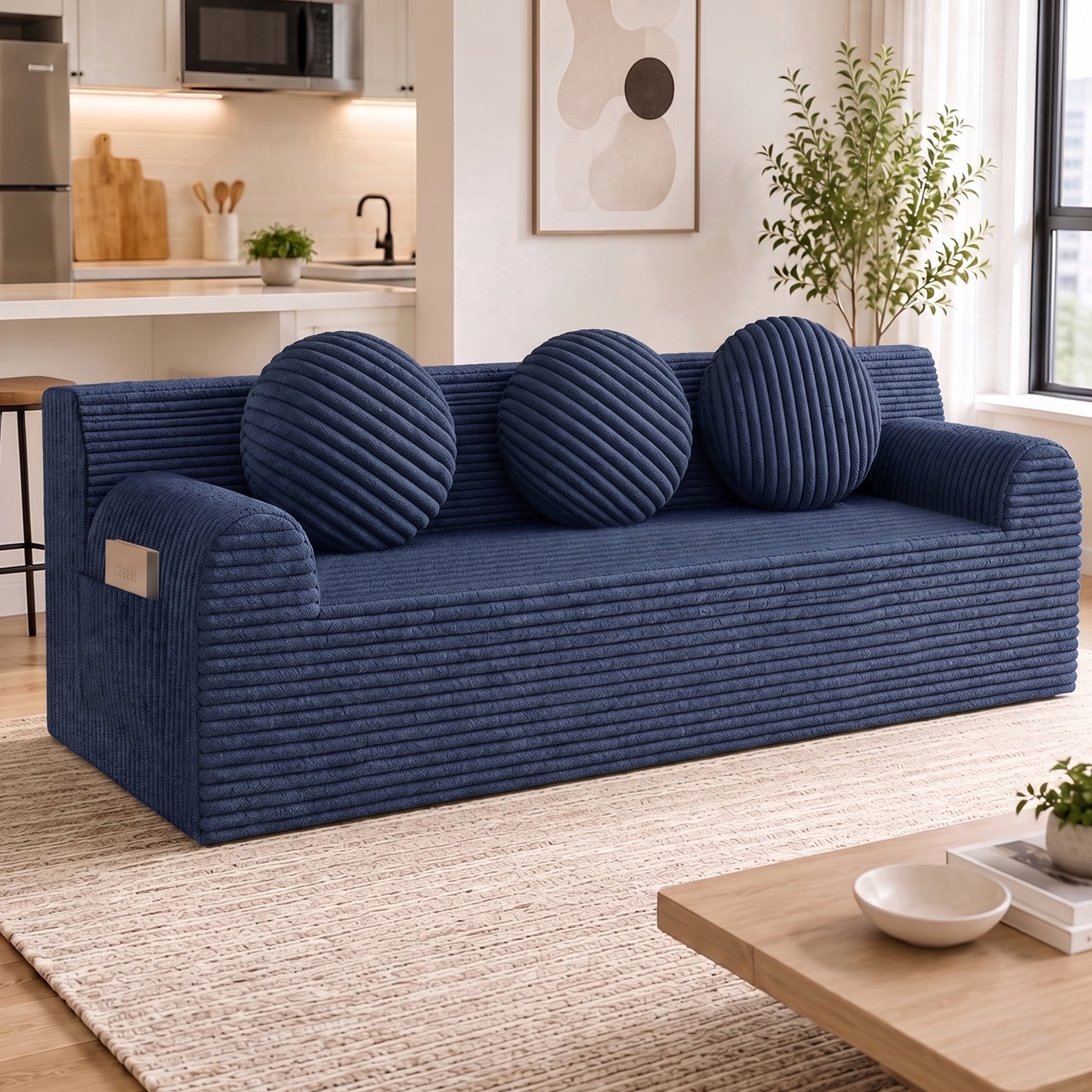 UHOMEPRO 71" Small Cloud Couch, 3 Seater Sofa with High Density Foam, No Assembly Low Profile Floor Couch for Bedroom, Apartment, 1200lbs, Deep Gray