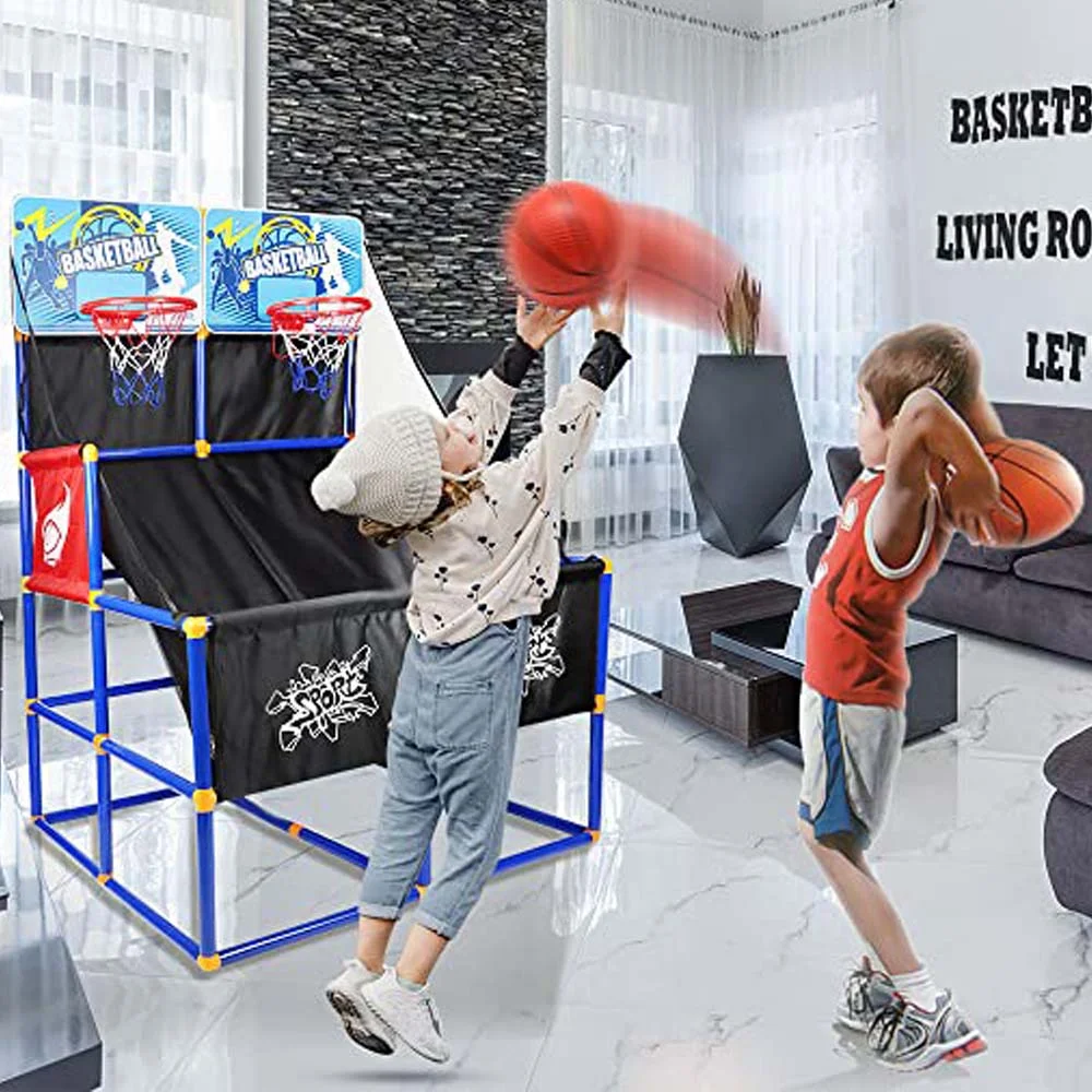 Basketball Goal for Kids, Outdoor Indoor Basketball Hoop Arcade Game with 6 Balls with Pump, Basketball Shooting System for Toddlers and Children, Sports Toys for 3-6 Year Old Boys Girls Gifts
