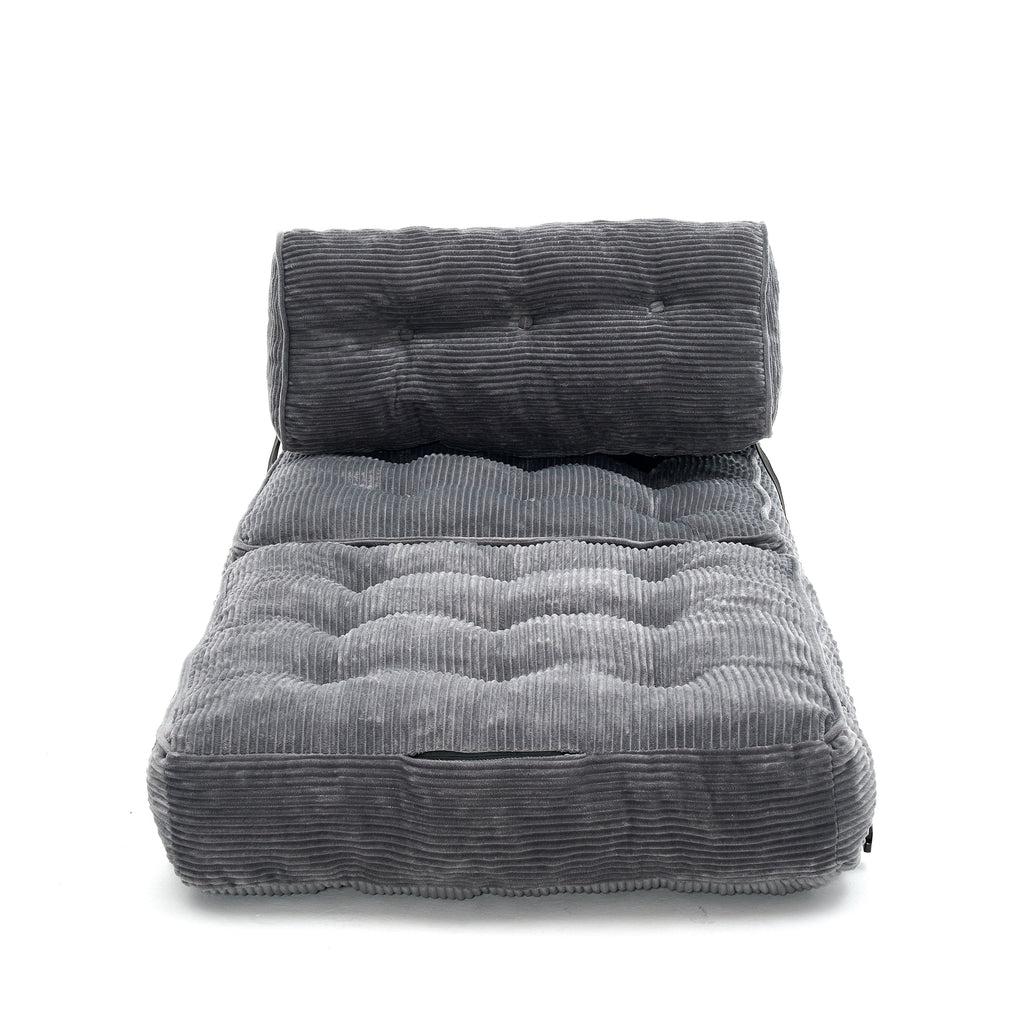 UHOMEPRO Convertible Sleeper Chair, Folding Sofa Bed with Headrest, Lumbar Pillow, High-Density Foam, Portable Floor Sofa for Living Room Bedroom, Grey