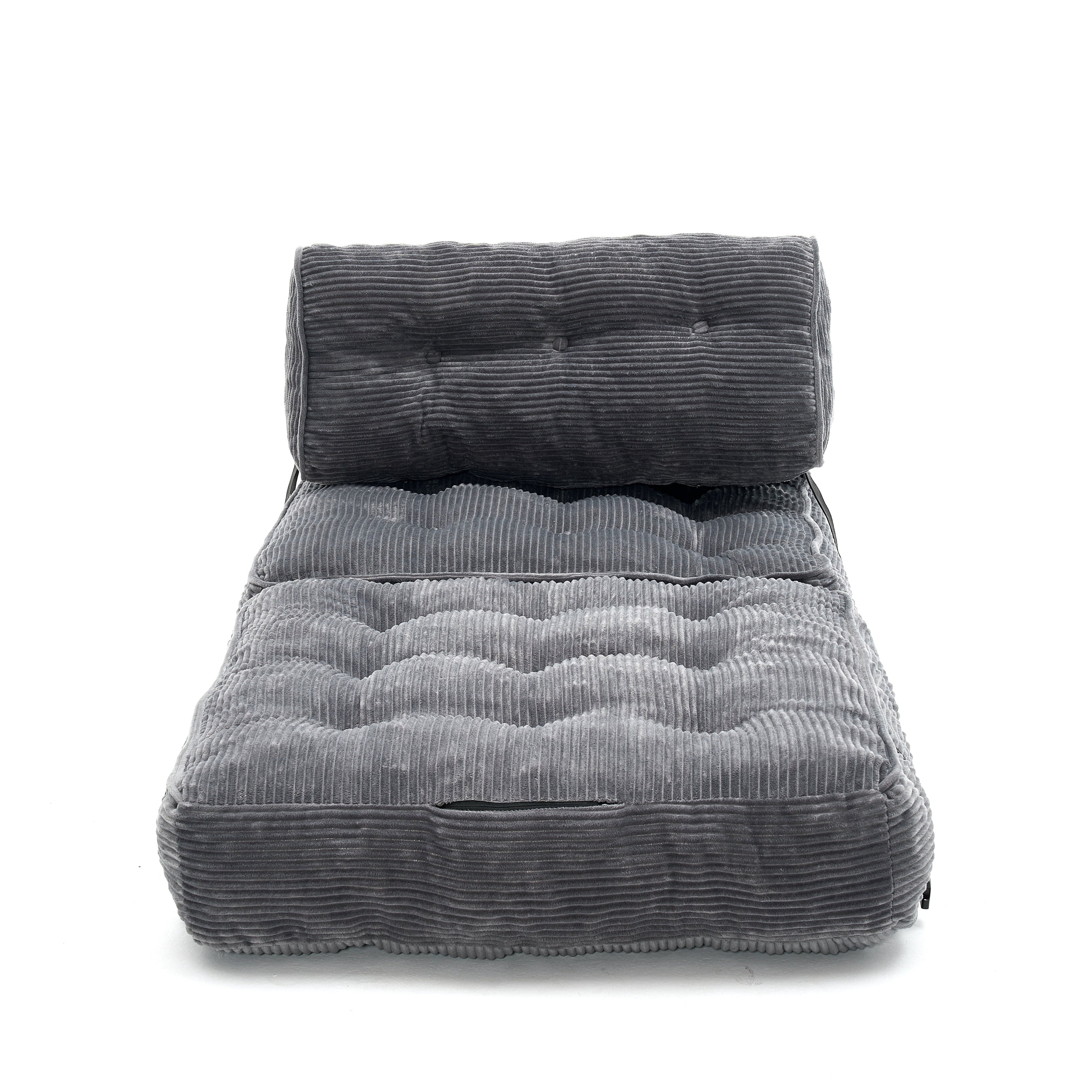 UHOMEPRO Convertible Sleeper Chair, Folding Sofa Bed with Headrest, Lumbar Pillow, High-Density Foam, Portable Floor Sofa for Living Room Bedroom, Grey
