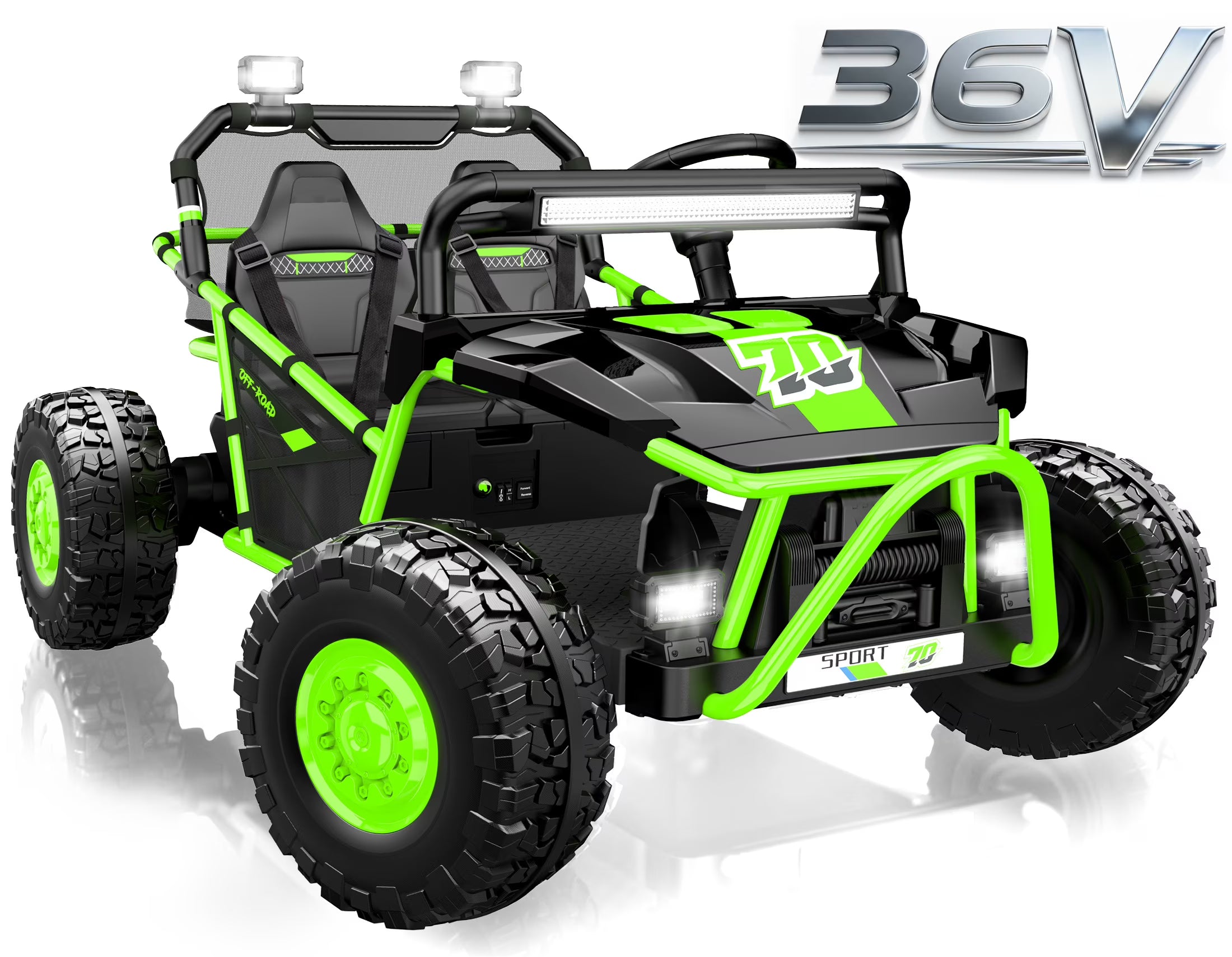 36V Electric Ride on Car Toy for Big Kids, 4 Wheels Spring Suspension Cars, 2 Seater Powered Electric  UTV Toys for Boys Girls 6+, Kids Ride on Toy with Bluetooth, Music, 3 Point Seatbelts, Blue