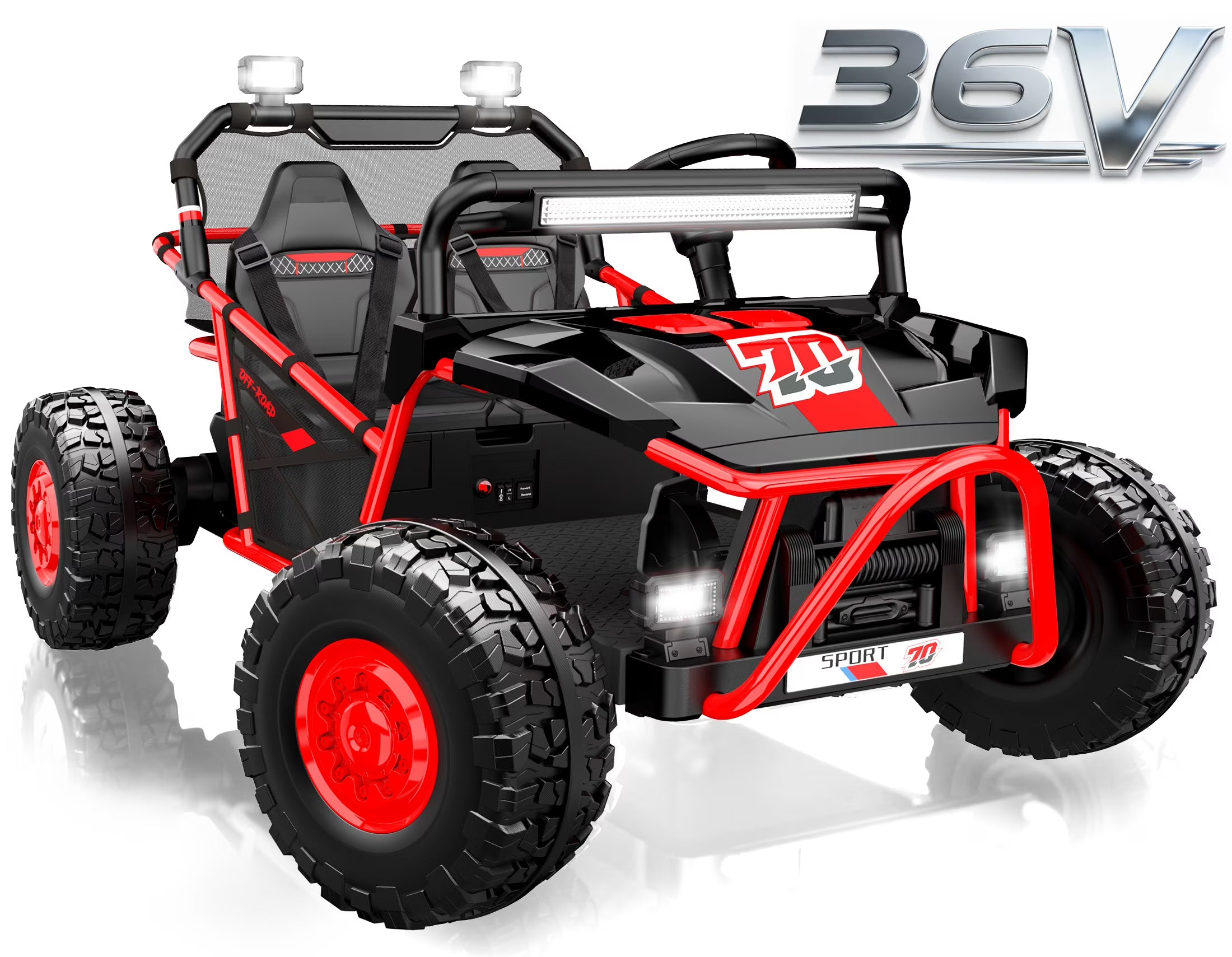 36V Electric Ride on Car Toy for Big Kids, 4 Wheels Spring Suspension Cars, 2 Seater Powered Electric  UTV Toys for Boys Girls 6+, Kids Ride on Toy with Bluetooth, Music, 3 Point Seatbelts, Blue