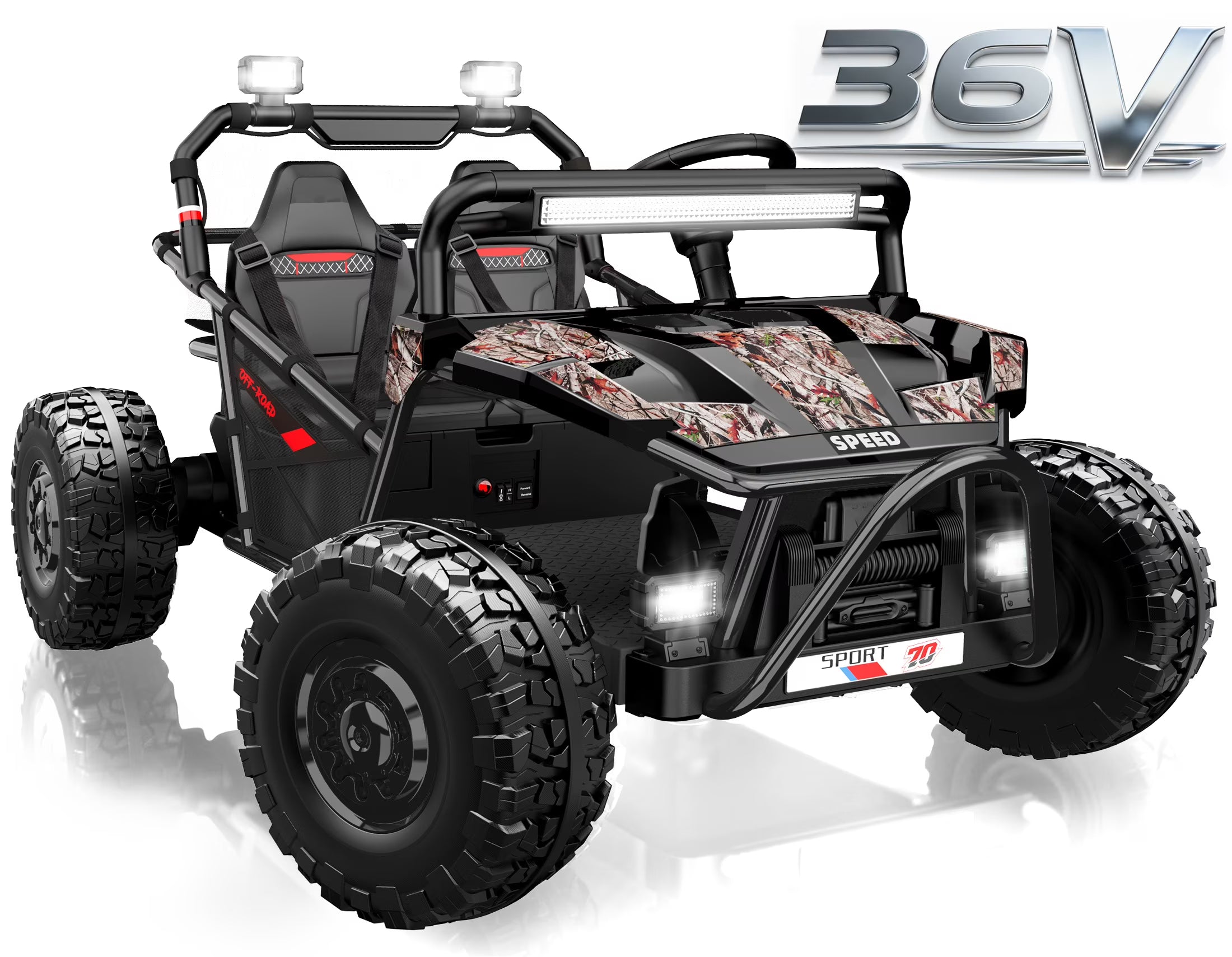 36V Electric Ride on Car Toy for Big Kids, 4 Wheels Spring Suspension Cars, 2 Seater Powered Electric  UTV Toys for Boys Girls 6+, Kids Ride on Toy with Bluetooth, Music, 3 Point Seatbelts, Blue