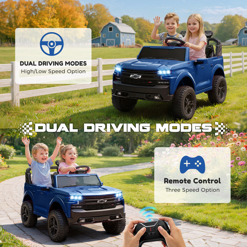 24V Ride On Car for Kids, Chevrolet Silverado 2 Seater Ride On Truck, Powered Electric Car with Remote Control, 90W Dual Motors, MP3 Bluetooth, LED, Ride On Toys for Boys Girls Ages 3–8 (Pink)