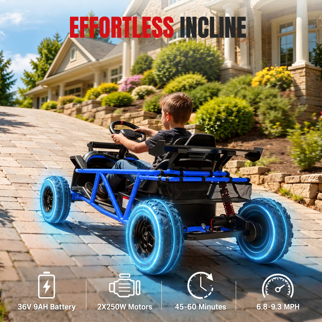 COCLUB 36V Ride On Car for Big Kids, Battery Powered Ride on Toy with Bluetooth, Music, Rear Wheel Spring Suspension, Max 9.3 MPH, Kids Electric Vehicle for Boys Girls