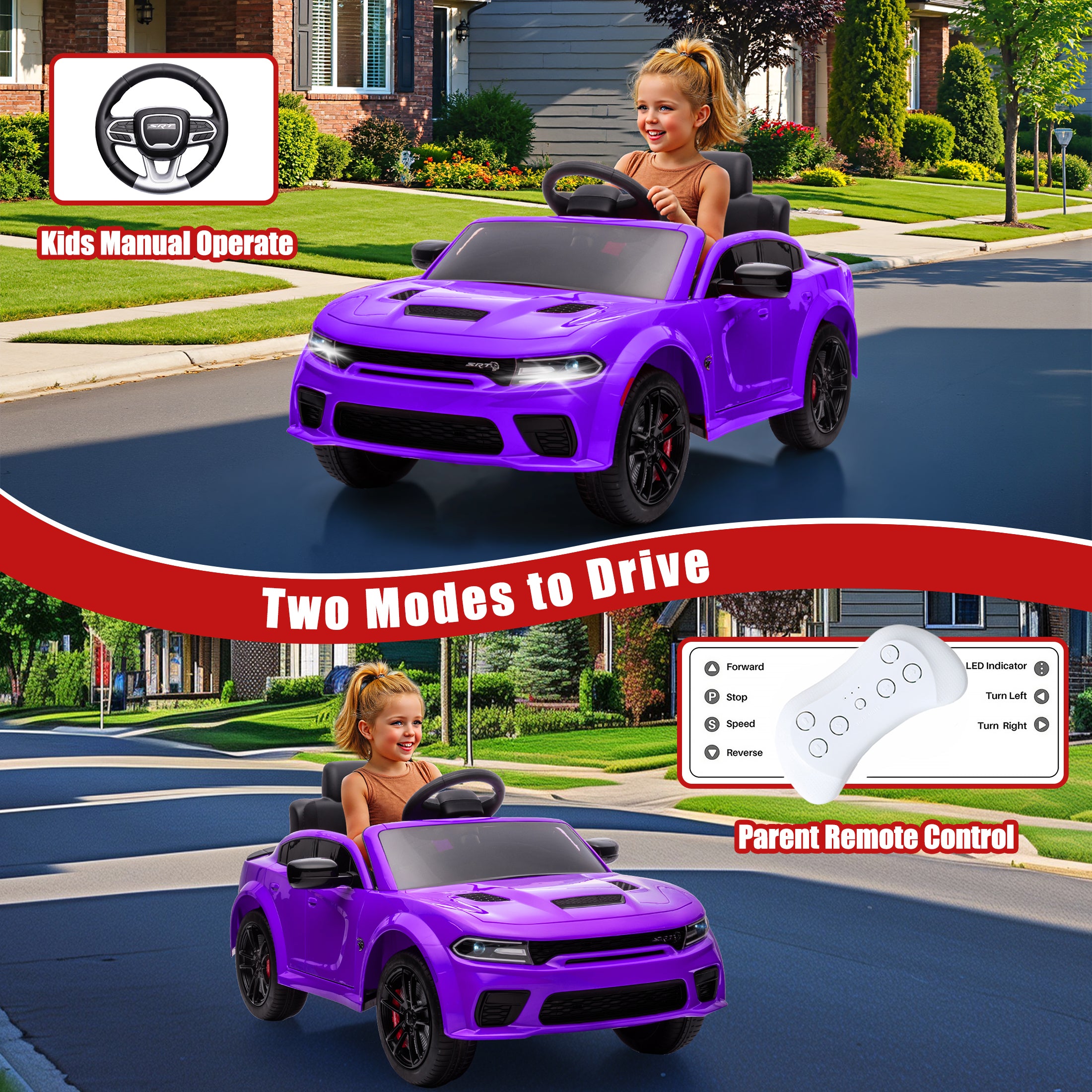 COCLUB 12V Dodge Licensed Toddler Electric Car for Kids, Ride-On Toys with Parent Remote Control, Bluetooth® & LED Dashboard – ASTM Certified for Boys & Girls Ages 3-4