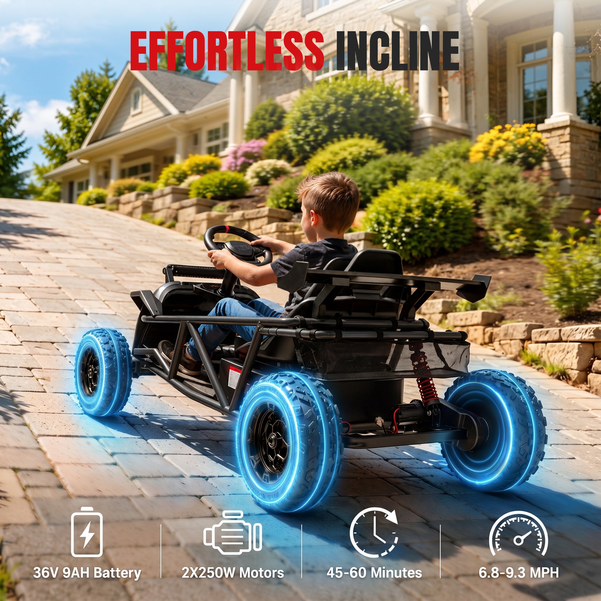 COCLUB 36V Ride On Car for Big Kids, Battery Powered Ride on Toy with Bluetooth, Music, Rear Wheel Spring Suspension, Max 9.3 MPH, Kids Electric Vehicle for Boys Girls