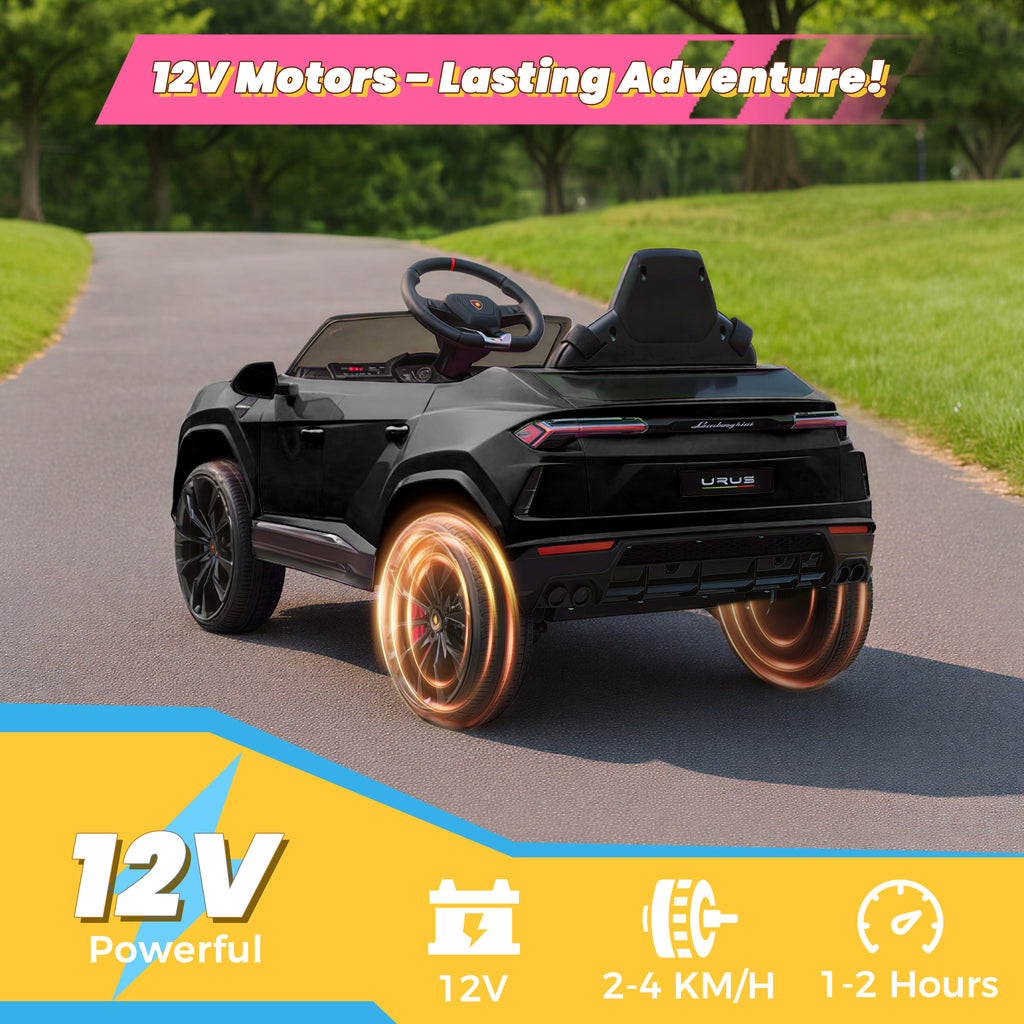 Lamborghini 12V Kids Ride On Car with Remote Control, Battery Powered Electric Car with 4 Wheels, USB, Ride On Toys for 3+ Years Olds Girls Boys, Pink