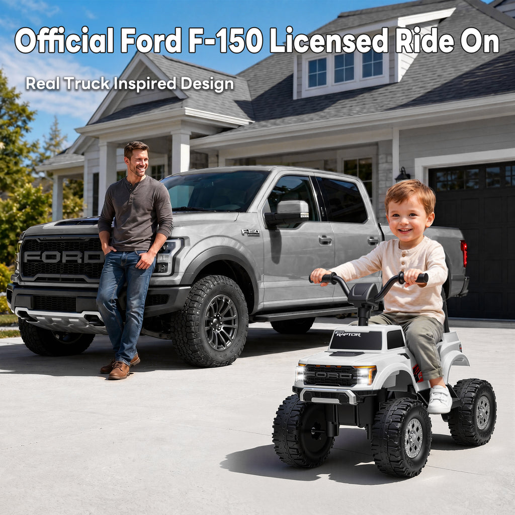 COCLUB 12V Ride On Car for Kids, Licensed Ford F-150 Raptor Battery Powered Ride On Toys w/4 Wheels, LED Lights, Toddlers Electric Car for Ages 2-5