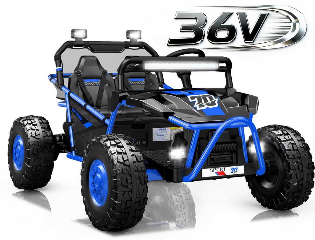 COCLUB 36V Electric Ride on Car Toy for Big Kids, 2 Seater Powered Electric  UTV Toys for Boys Girls 6-13, Kids Ride on Toy with Bluetooth, Music, 4 Wheels Spring Suspension, 3 Point Seatbelts, Blue