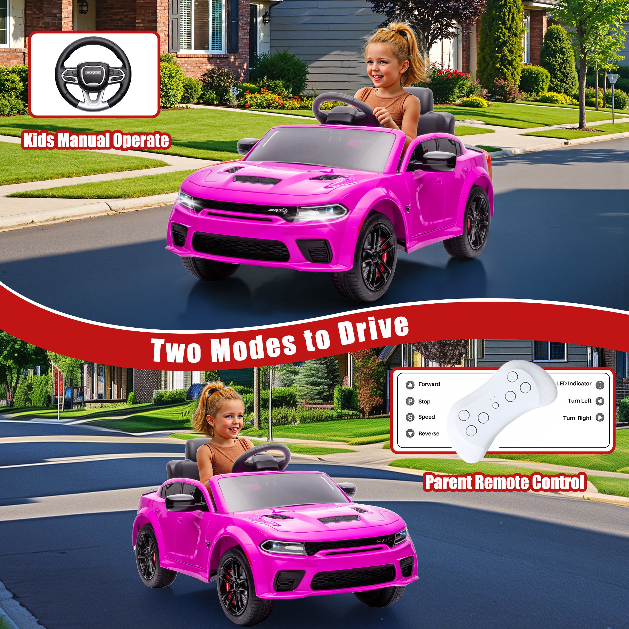 COCLUB 12V Dodge Licensed Toddler Electric Car for Kids, Ride-On Toys with Parent Remote Control, Bluetooth® & LED Dashboard – ASTM Certified for Boys & Girls Ages 3-4