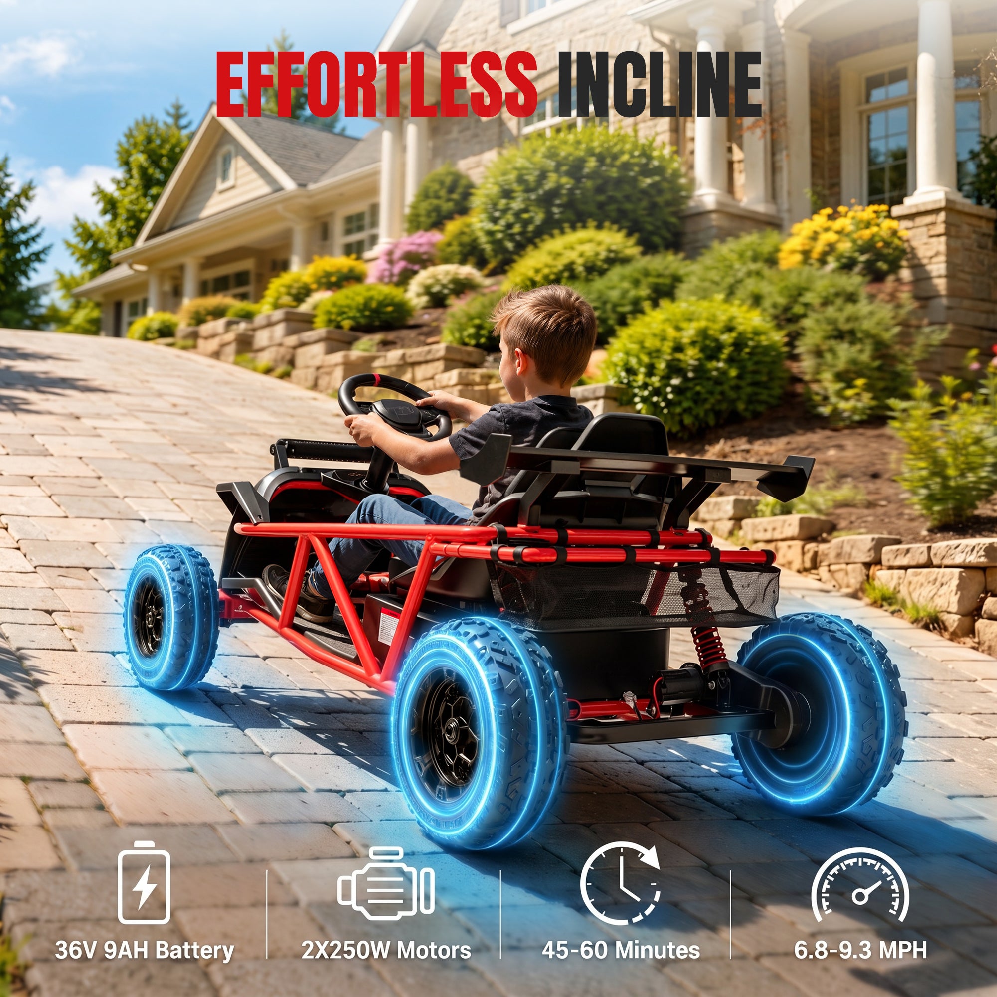 COCLUB 36V Ride On Car for Big Kids, Battery Powered Ride on Toy with Bluetooth, Music, Rear Wheel Spring Suspension, Max 9.3 MPH, Kids Electric Vehicle for Boys Girls