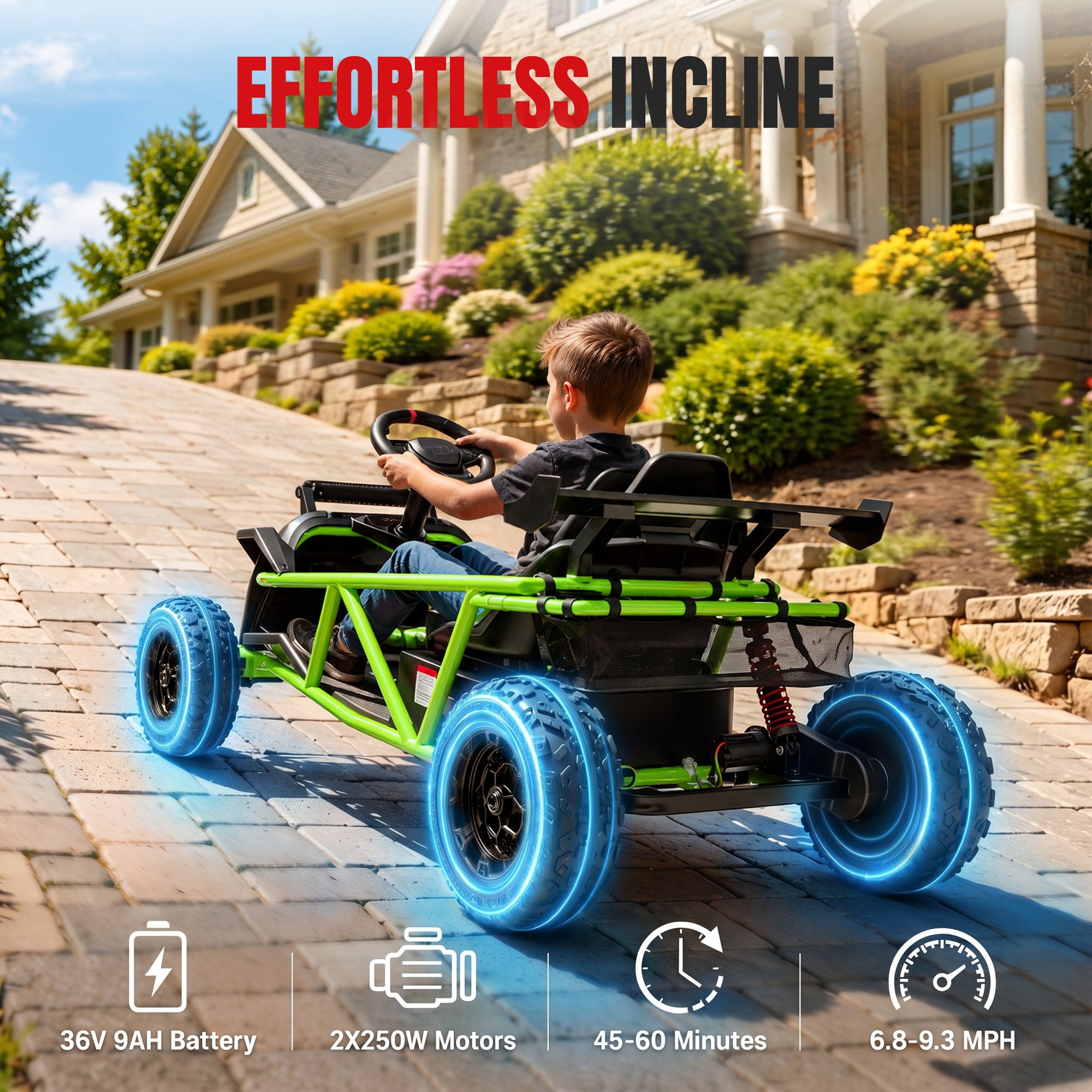 COCLUB 36V Ride On Car for Big Kids, Battery Powered Ride on Toy with Bluetooth, Music, Rear Wheel Spring Suspension, Max 9.3 MPH, Kids Electric Vehicle for Boys Girls