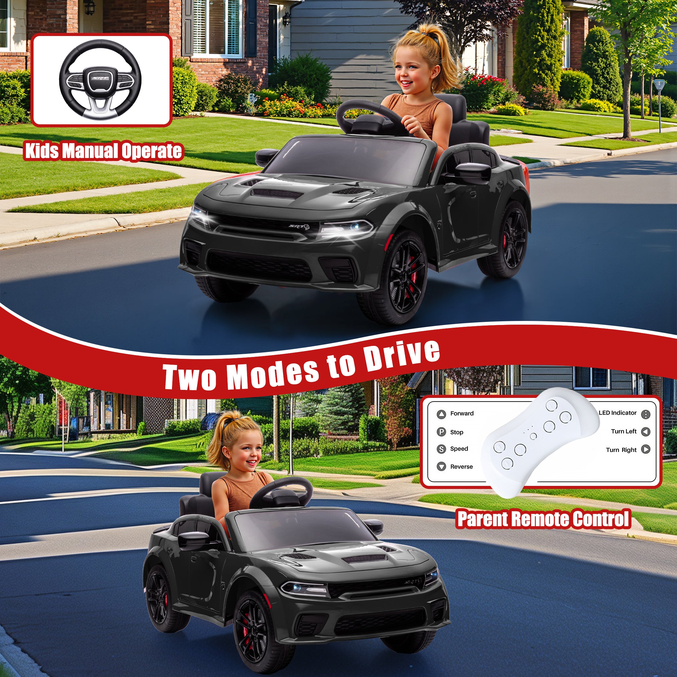 COCLUB 12V Dodge Licensed Toddler Electric Car for Kids, Ride-On Toys with Parent Remote Control, Bluetooth® & LED Dashboard – ASTM Certified for Boys & Girls Ages 3-4