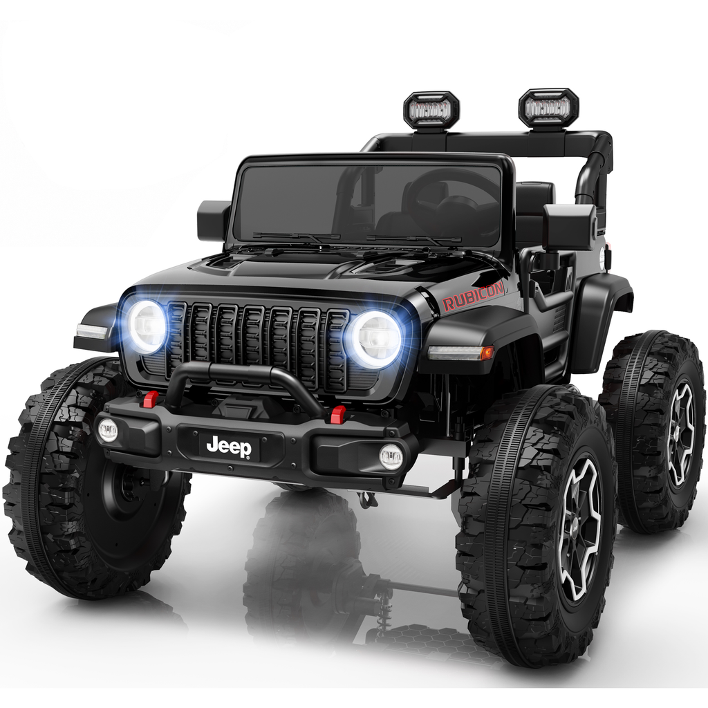 COCLUB 24V Jeep Wrangler Rubicon Ride On Car 2 Seaters for Big Kids, Powered Ride On w/4 Wheels Spring Suspension, Parent Remote Control, LED Lights, Bluetooth, MP3, Ride On Toy for Ages 3-8