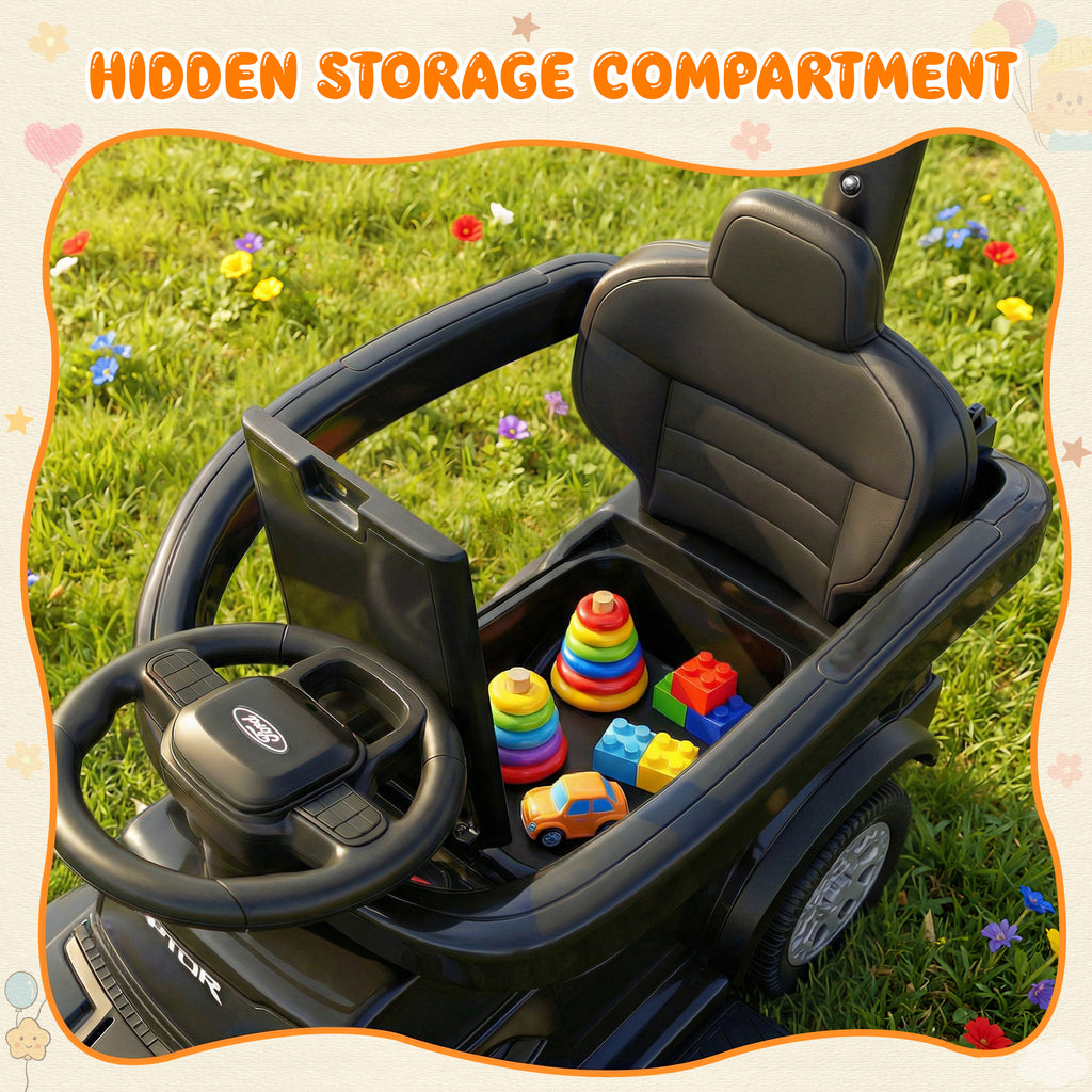 3 In 1 Push Car for Toddlers, Licensed Ford F-150 Ride On Push Car with Removable Parents Handle, Guardrails, Horn, LED Light, Kids Ride On Toy for Ages 18-36 Months, Black