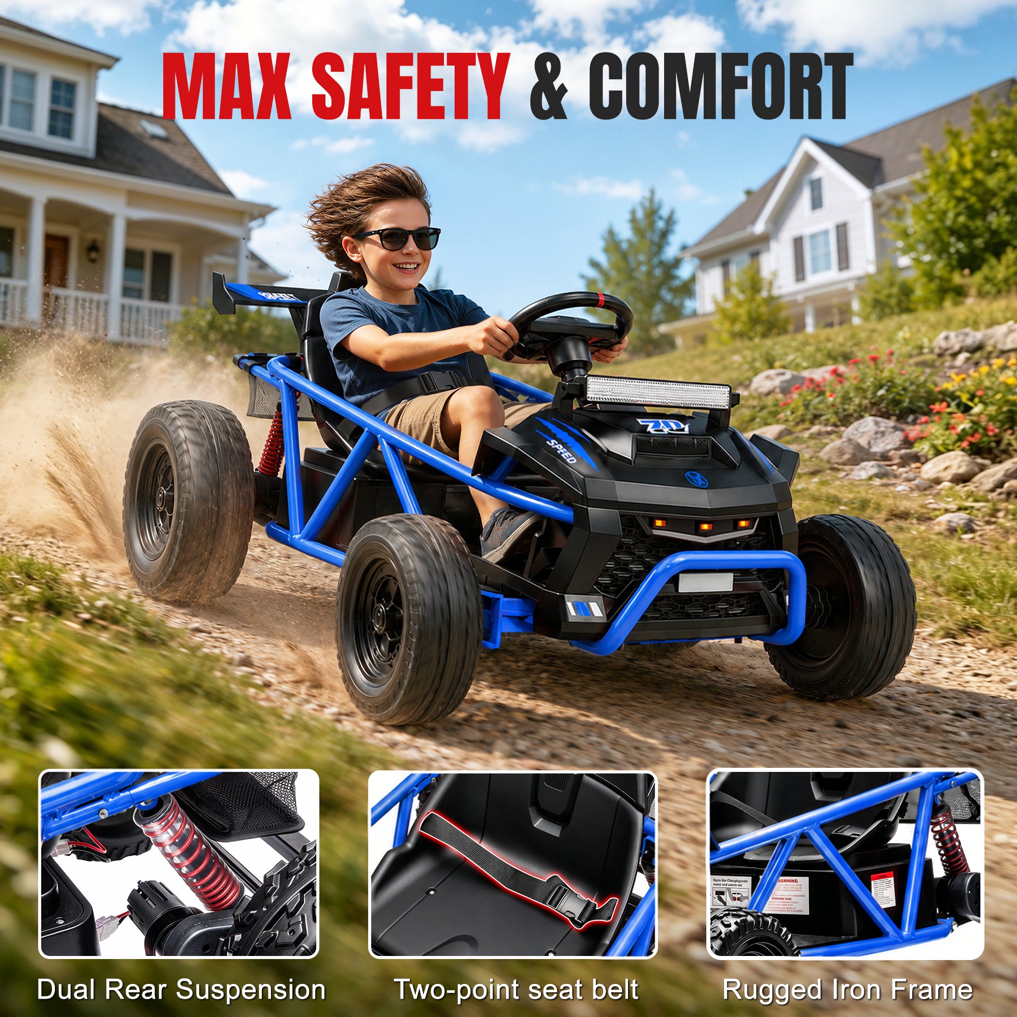 COCLUB 36V Ride On Car for Big Kids, Battery Powered Ride on Toy with Bluetooth, Music, Rear Wheel Spring Suspension, Max 9.3 MPH, Kids Electric Vehicle for Boys Girls