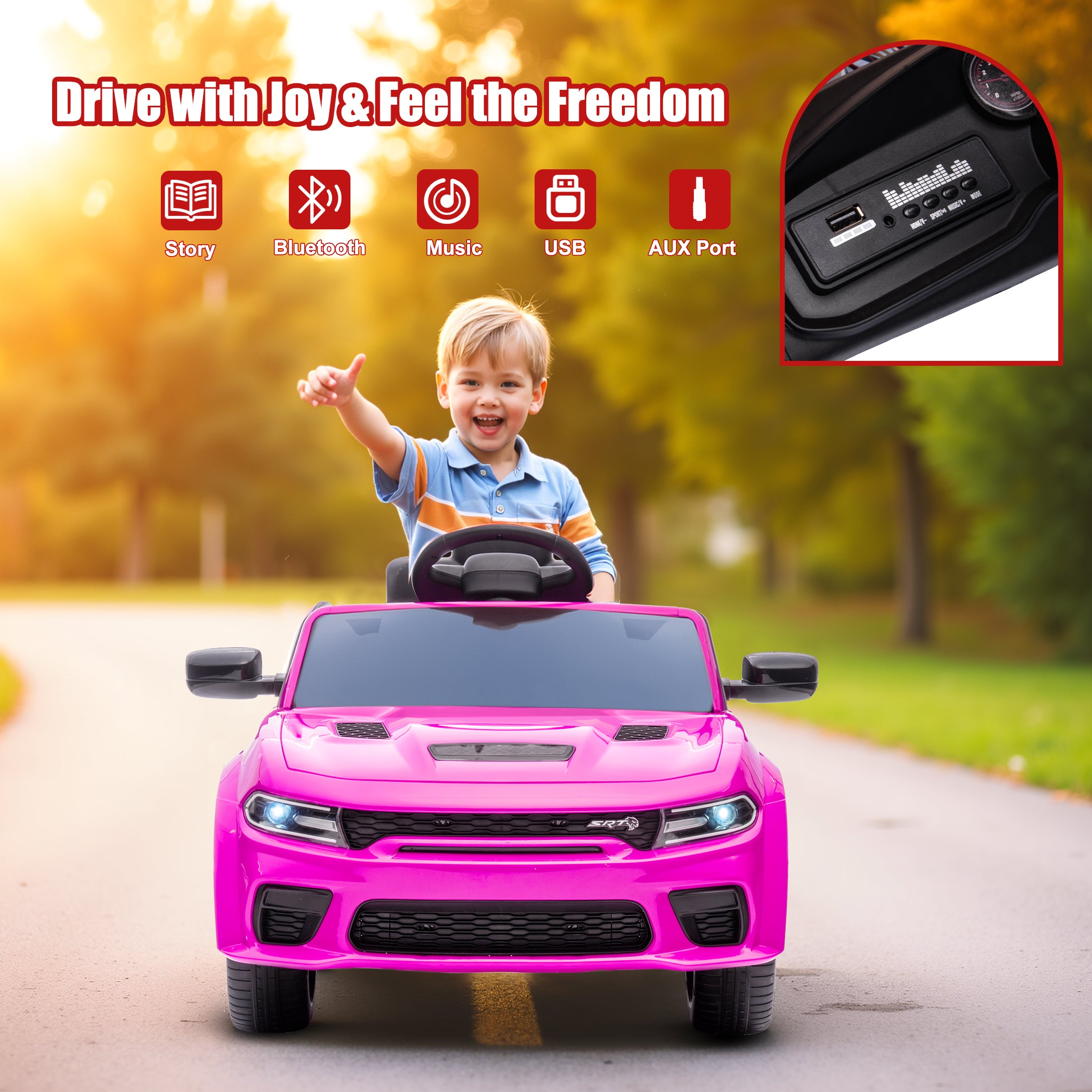 COCLUB 12V Dodge Licensed Toddler Electric Car for Kids, Ride-On Toys with Parent Remote Control, Bluetooth® & LED Dashboard – ASTM Certified for Boys & Girls Ages 3-4