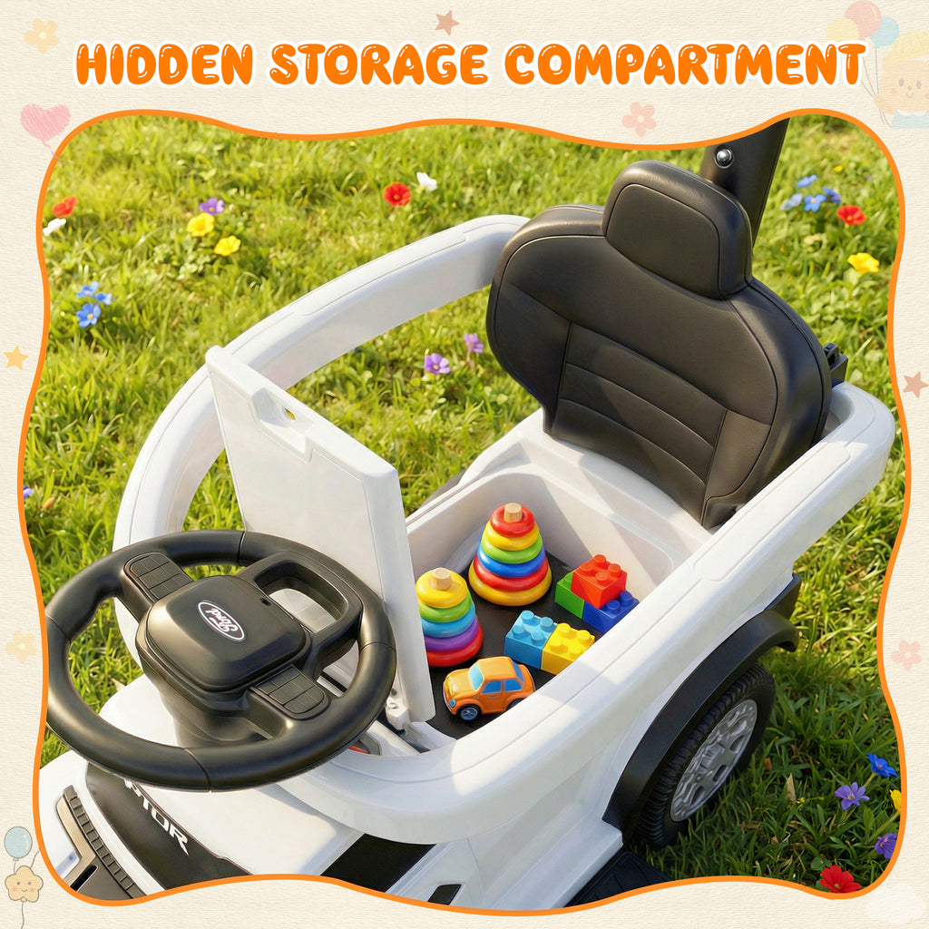3 In 1 Push Car for Toddlers, Licensed Ford F-150 Ride On Push Car with Removable Parents Handle, Guardrails, Horn, LED Light, Kids Ride On Toy for Ages 18-36 Months, Black