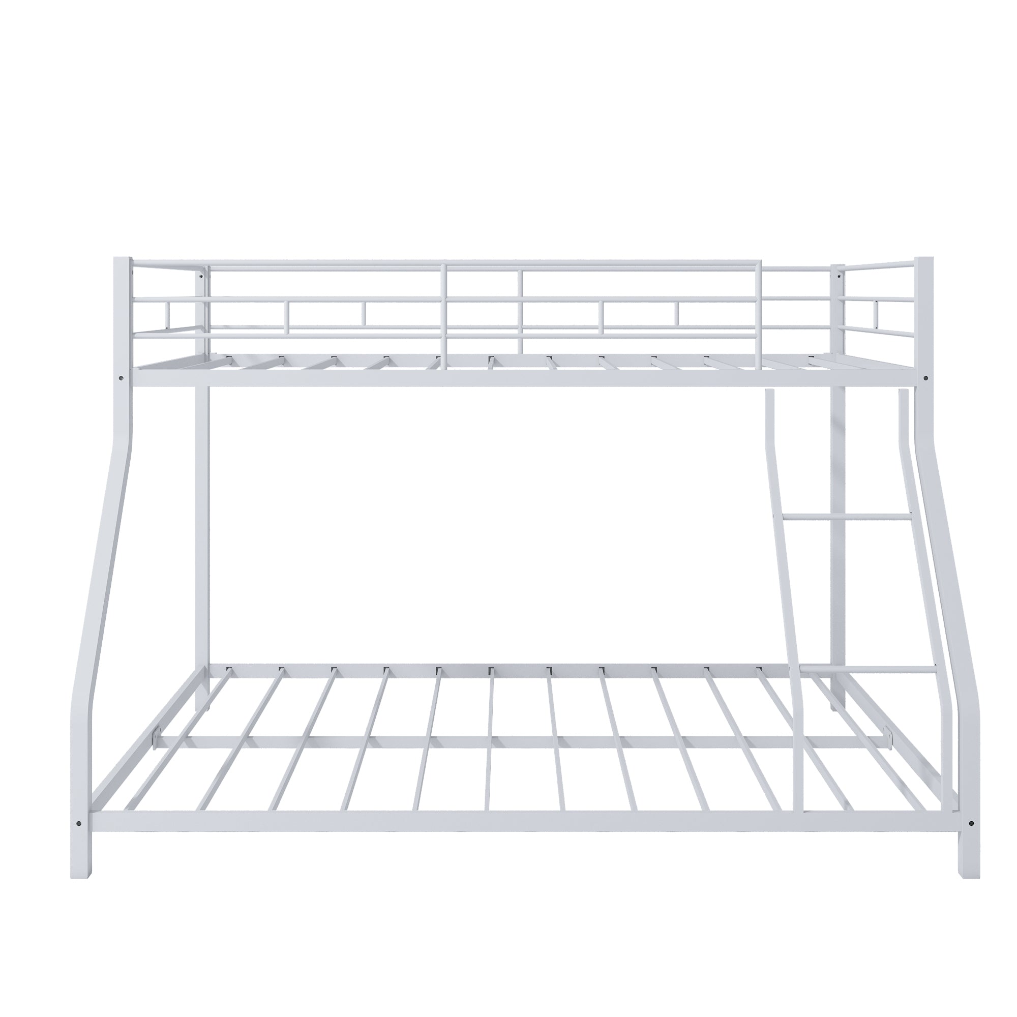Metal Twin Over Full Bunk Bed, Heavy-duty Metal Bunk Beds For Kids Twin Over Full Size, Low Profile Metal Bunk Bed with Ladder and Full-Length Guardrail, Modern Kids Room Furniture, Black