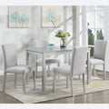 UHOMEPRO 5 Piece Dining Table Set, Modern Dining Table Sets with Rectangular Table and 4 Fabric Upholstered Chairs, Dining Set for Kitchen and Dining Room, Gray
