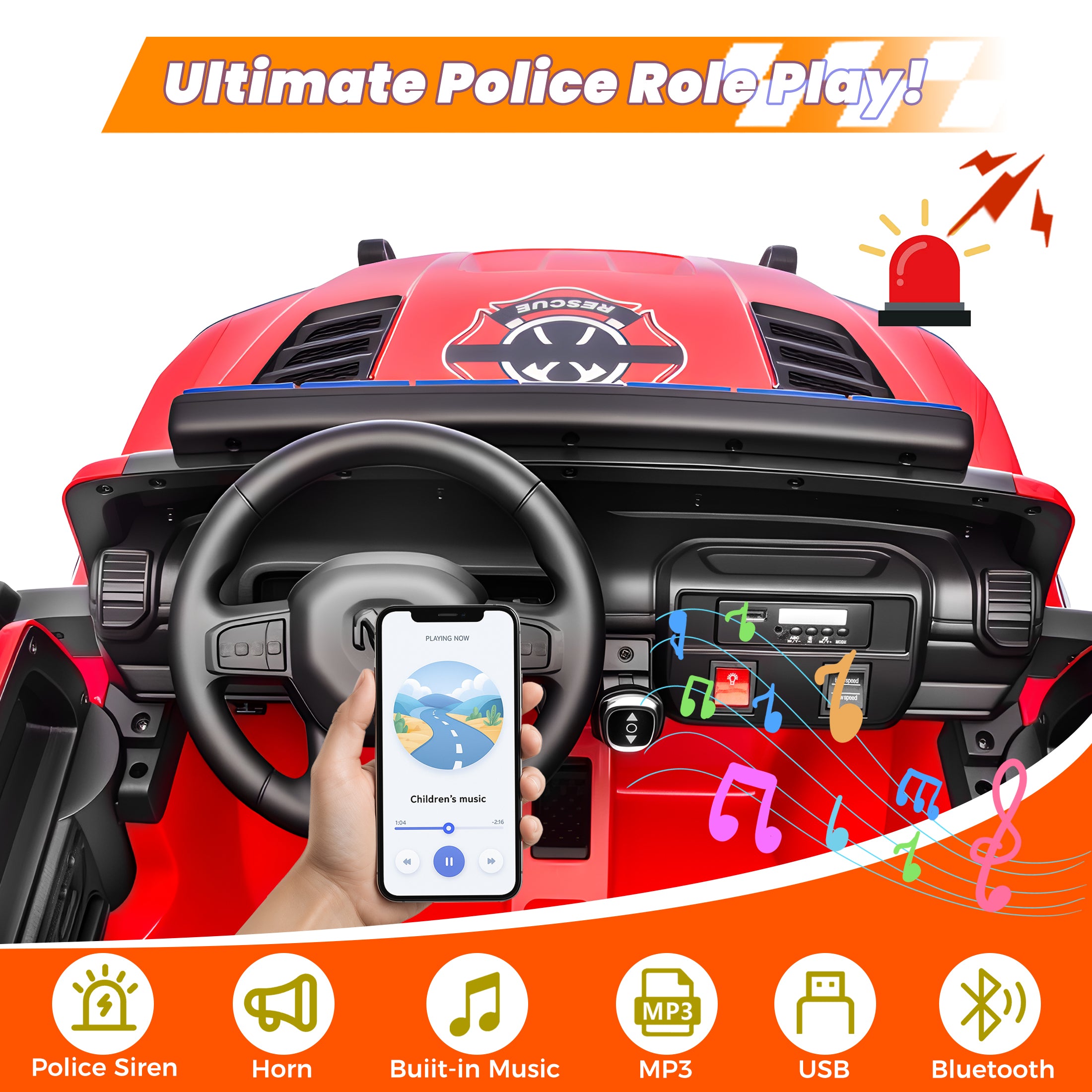 COCLUB 24V 2 Seat Ride On Car for Kids, Licensed RAM RHO 1500 Powered Electric Car with 4 Wheels Spring Suspesion, Ride On Toy for 3-8 Year Boys & Girls with Remote Control, Horm, Siren, Lights
