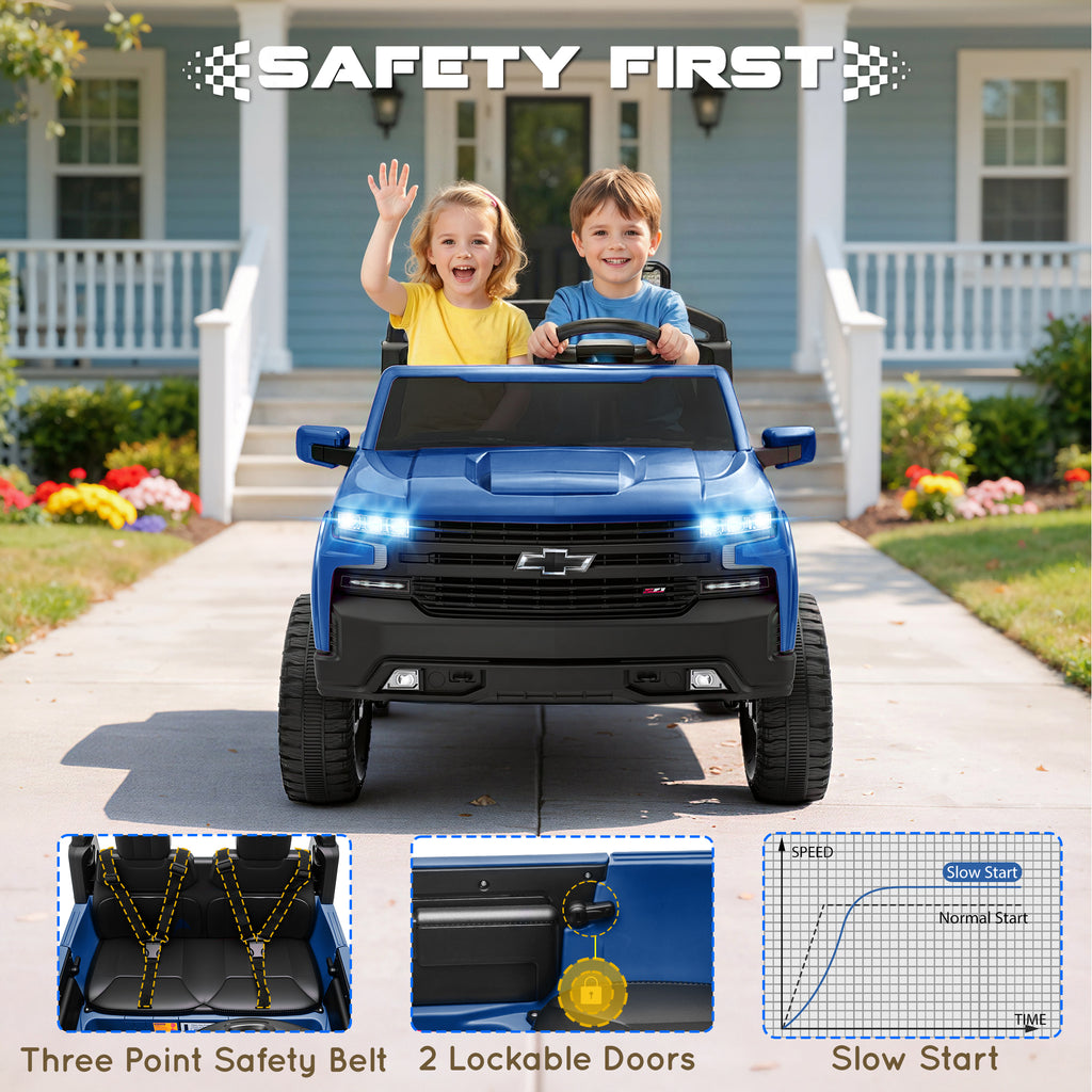 24V Ride On Car for Kids, Chevrolet Silverado 2 Seater Ride On Truck, Powered Electric Car with Remote Control, 90W Dual Motors, MP3 Bluetooth, LED, Ride On Toys for Boys Girls Ages 3–8 (Pink)