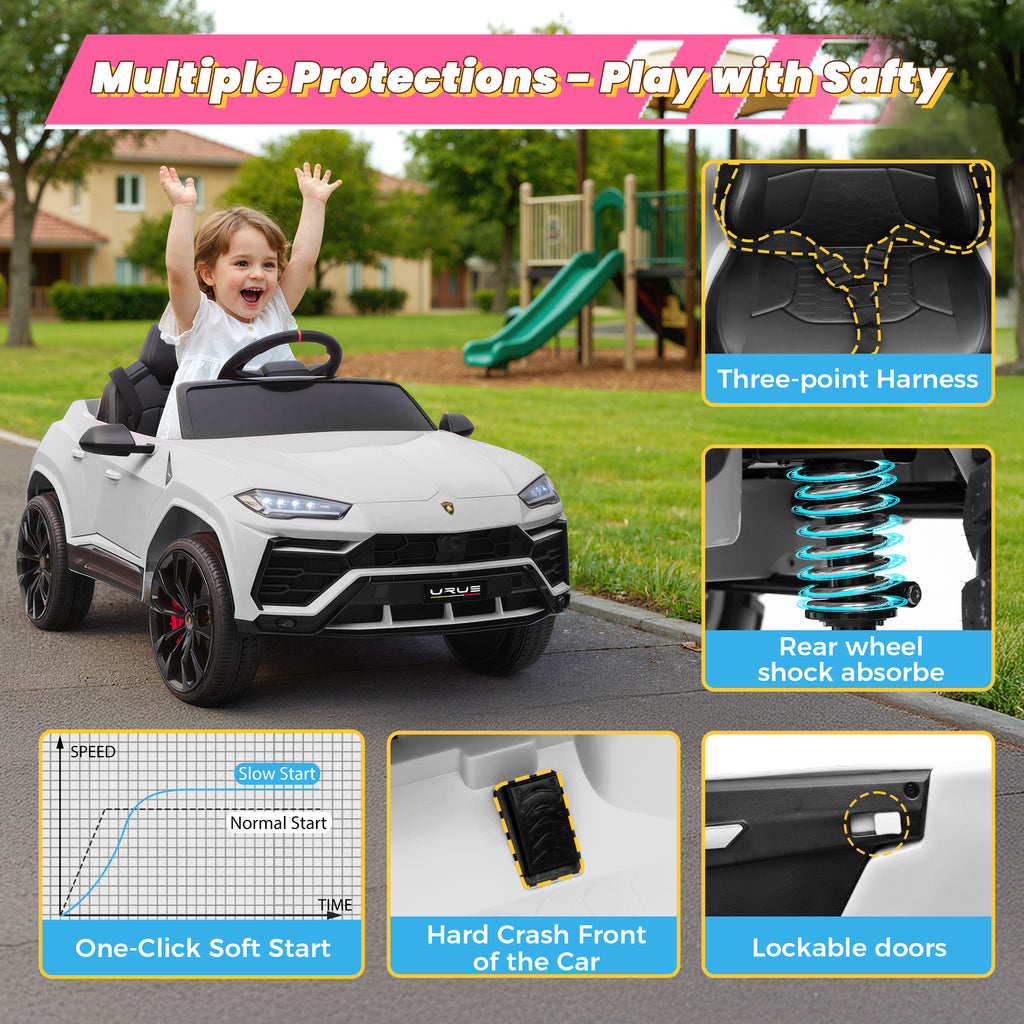 Lamborghini 12V Kids Ride On Car with Remote Control, Battery Powered Electric Car with 4 Wheels, USB, Ride On Toys for 3+ Years Olds Girls Boys, Pink