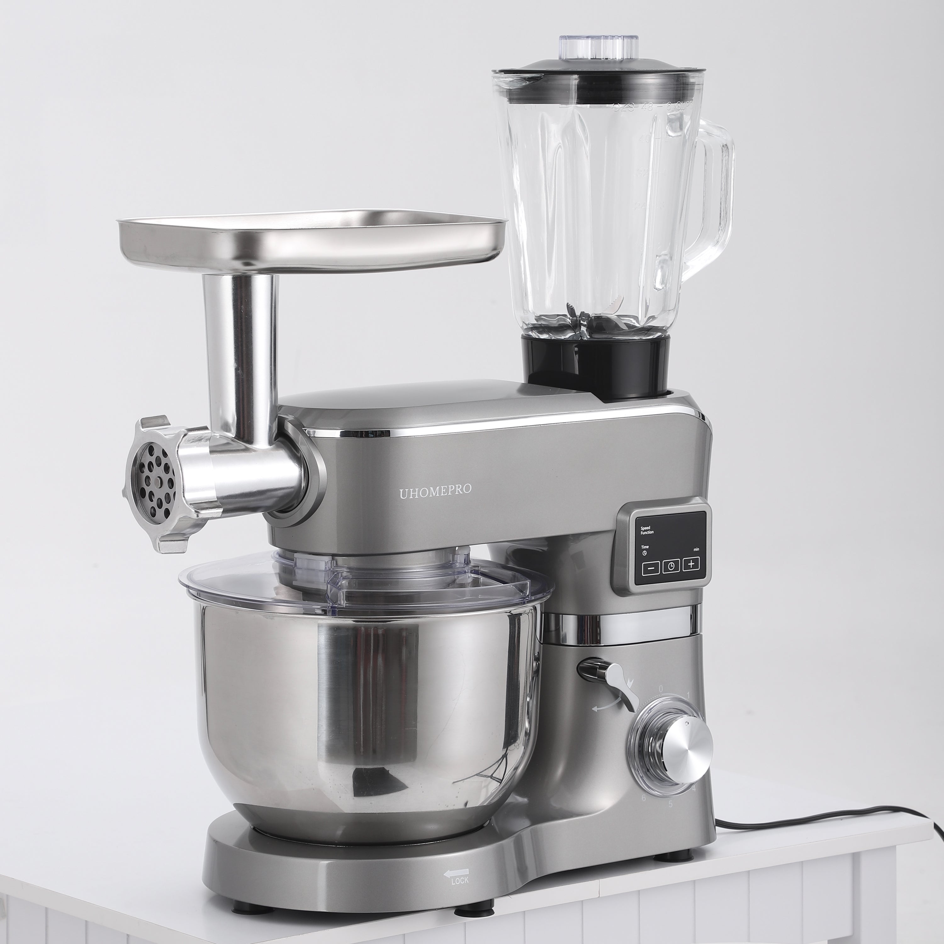 Food Stand Mixer for Kitchen, 7.4 QT Kitchen Electric Dough Mixer with Bowl, 6-Speed Electric Stand Mixer for Baking, Tilt-Head Kitchen Stand Mixer with Dough Hook, Wire Whip, Beater
