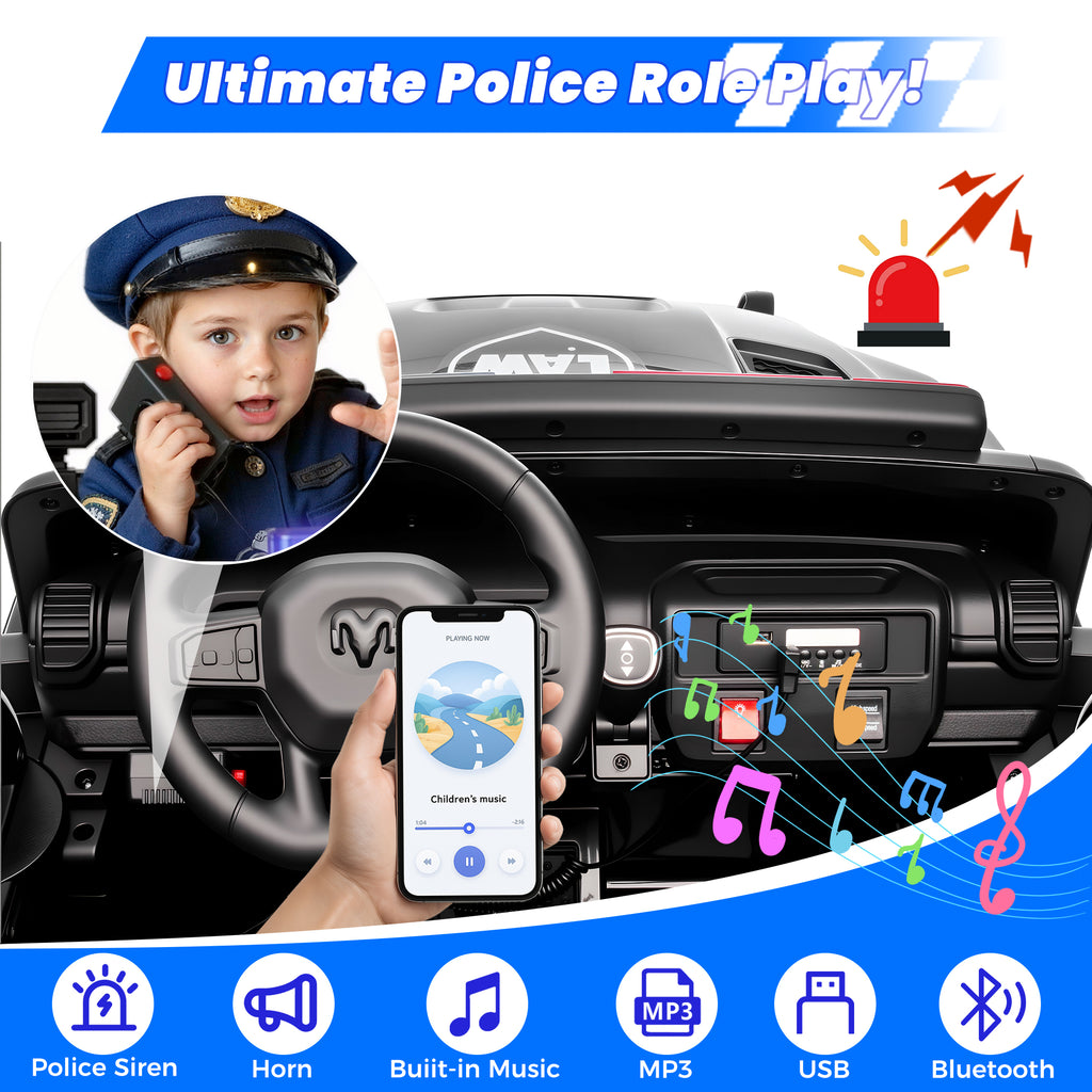 COCLUB 24V 2 Seat Ride On Car for Kids, Licensed RAM RHO 1500 Powered Electric Car with 4 Wheels Spring Suspesion, Ride On Toy for 3-8 Year Boys & Girls with Remote Control, Horm, Siren, Lights
