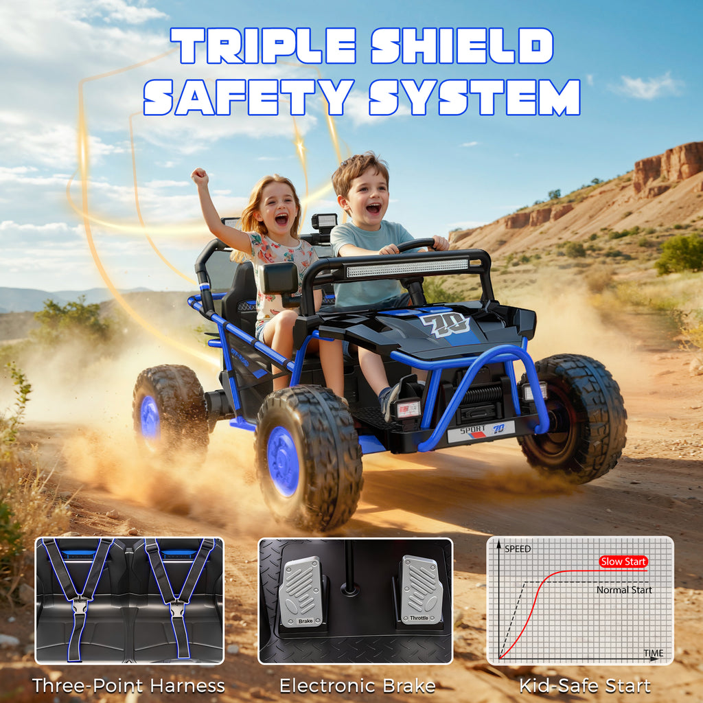 COCLUB 36V Electric Ride on Car Toy for Big Kids, 2 Seater Powered Electric  UTV Toys for Boys Girls 6-13, Kids Ride on Toy with Bluetooth, Music, 4 Wheels Spring Suspension, 3 Point Seatbelts, Blue