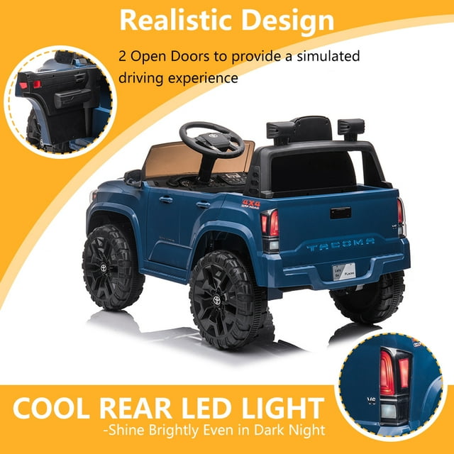 Toyota Tacoma Ride on Cars for Boys, 12V Powered Kids Ride on Cars Toy with Remote Control, Blue Electric Vehicles Ride on Truck with Headlights/Music Player for 3 to 5 Years Old Boy Girls GTIN:08043618885371