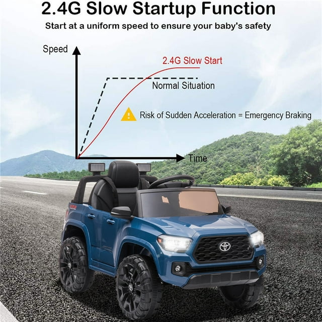 Toyota Tacoma Ride on Cars for Boys, 12V Powered Kids Ride on Cars Toy with Remote Control, Blue Electric Vehicles Ride on Truck with Headlights/Music Player for 3 to 5 Years Old Boy Girls GTIN:08043618885371