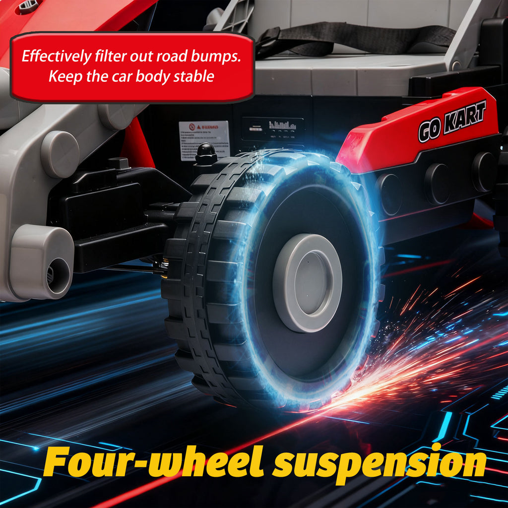 COCLUB 12V 2 Forms Block Electric Car, Power 4 Wheels Ride On Car with Remote Control, Spring Suspension, Ride On Toy for Ages 3+ Kids, Blue