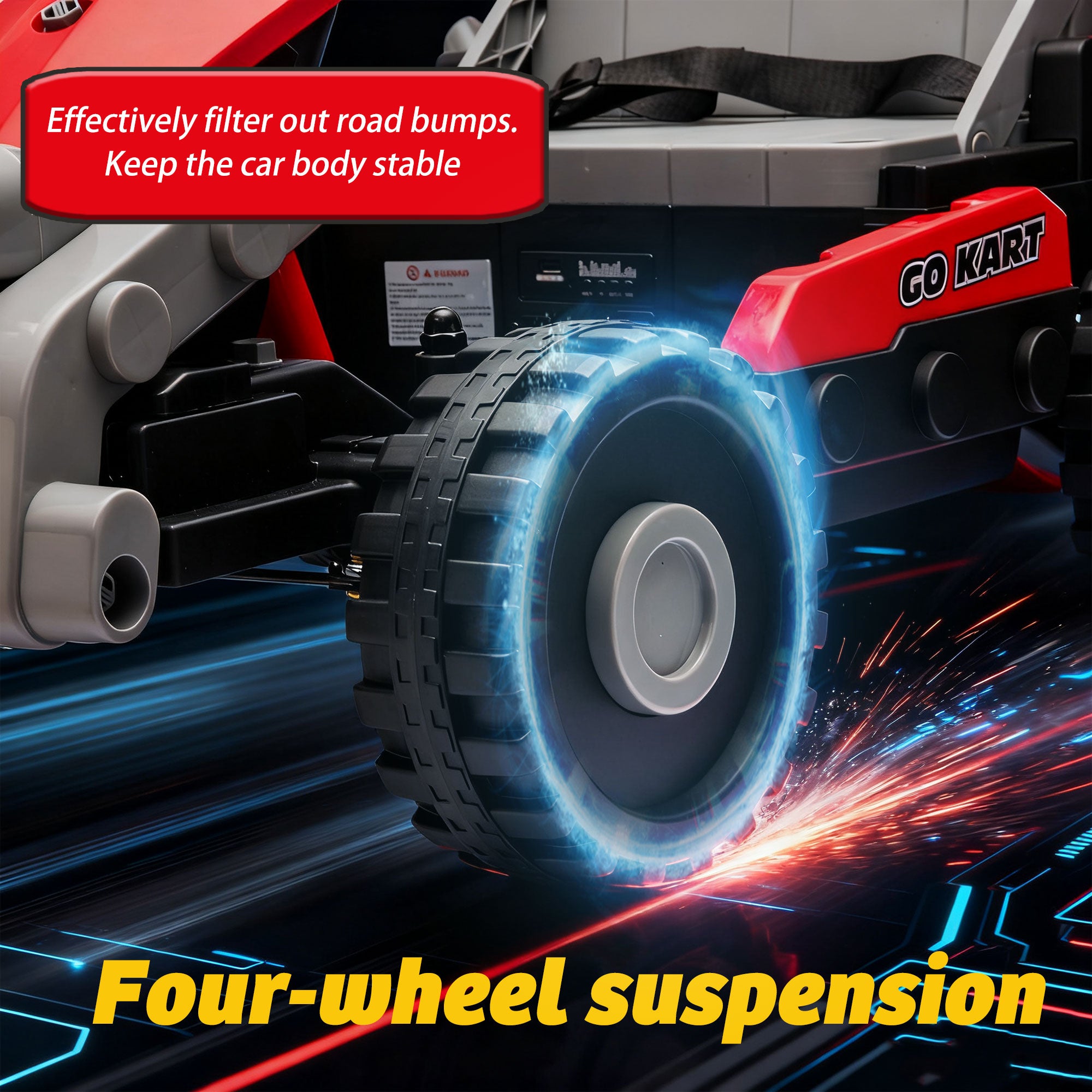 COCLUB 12V 2 Forms Block Electric Car, Power 4 Wheels Ride On Car with Remote Control, Spring Suspension, Ride On Toy for Ages 3+ Kids, Blue