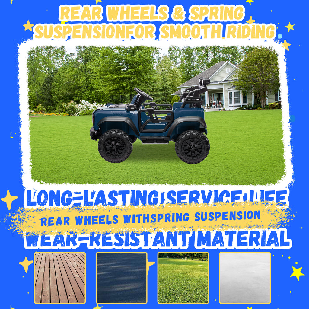 2 Seats 24V Electric Car for Big Kids, Licensed Ford Bronco Raptor Powered Ride On Car with 4 Wheels Spring Suspension, Parent Remote Control, 24V Ride On Toys for Ages 3-8 Boys Girls Gifts