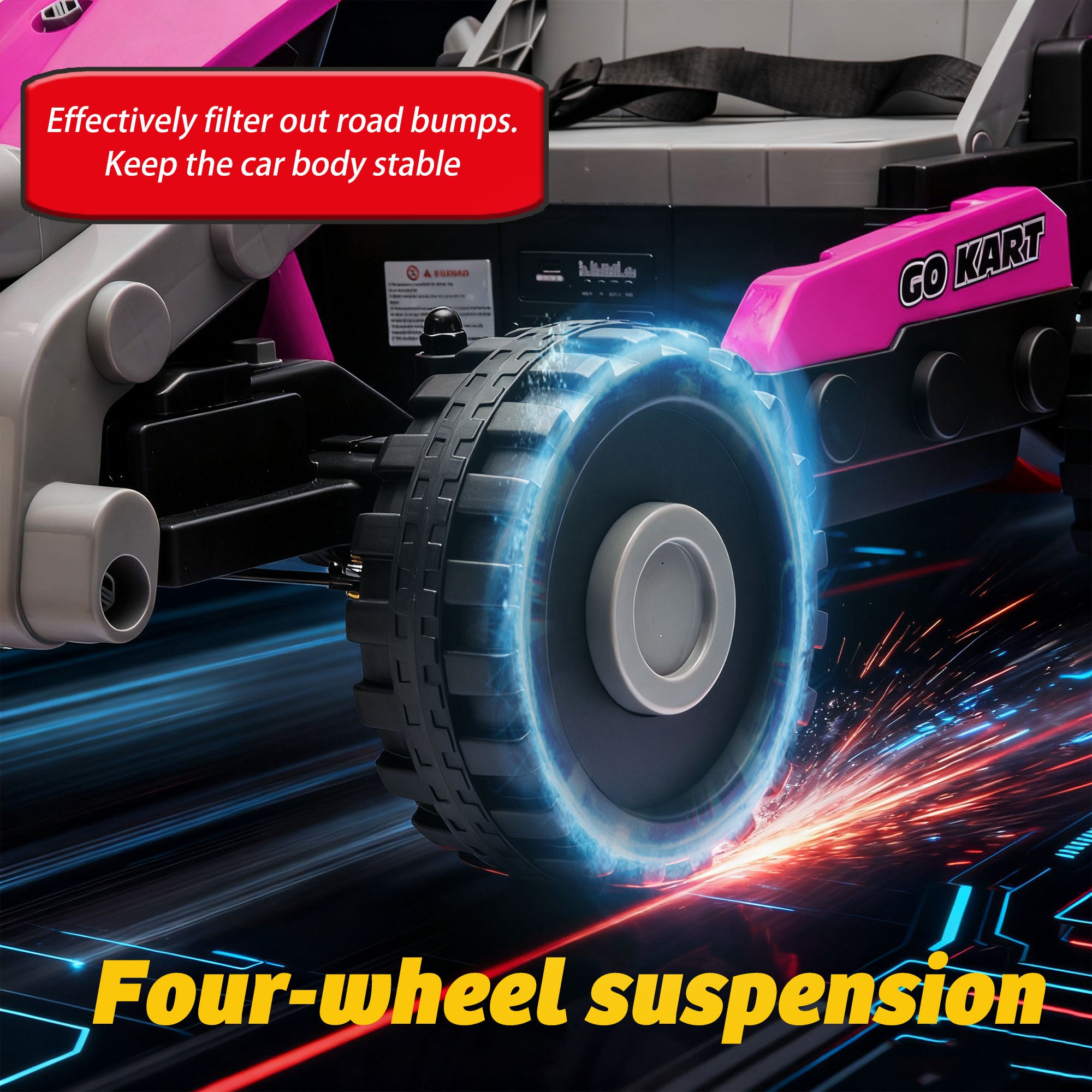 COCLUB 12V 2 Forms Block Electric Car, Power 4 Wheels Ride On Car with Remote Control, Spring Suspension, Ride On Toy for Ages 3+ Kids, Blue