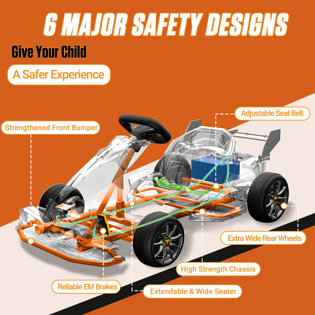 McLaren 24V Kids Electric Go Kart, 24V Powered Drift Racing Ride On Car Toy, 400W Dual Motor, 3-Level Adjustable Seat, Rear-Wheel Drive, 360° Spin Pedal Go Kart for Boys Girls Ages 6+