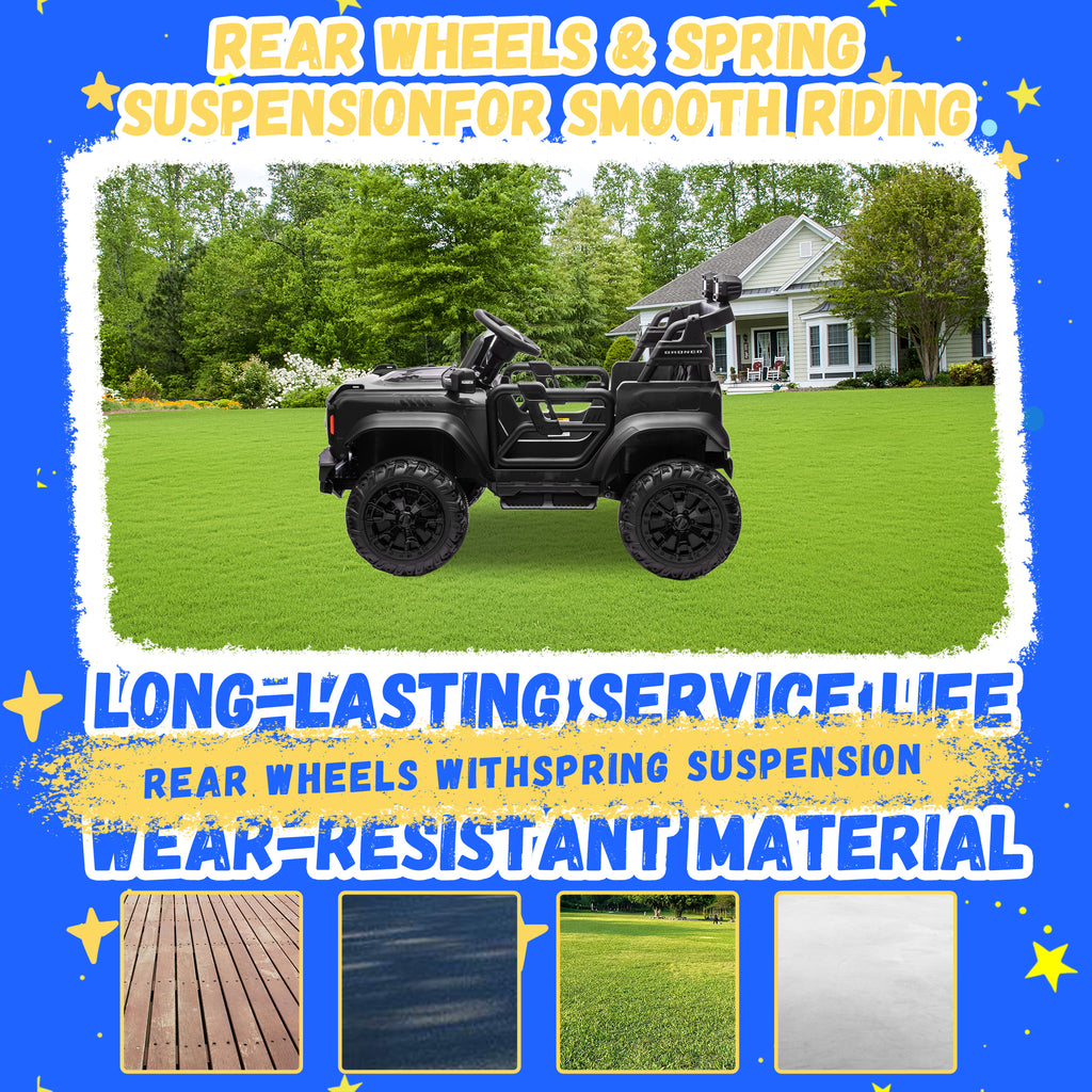 2 Seats 24V Electric Car for Big Kids, Licensed Ford Bronco Raptor Powered Ride On Car with 4 Wheels Spring Suspension, Parent Remote Control, 24V Ride On Toys for Ages 3-8 Boys Girls Gifts